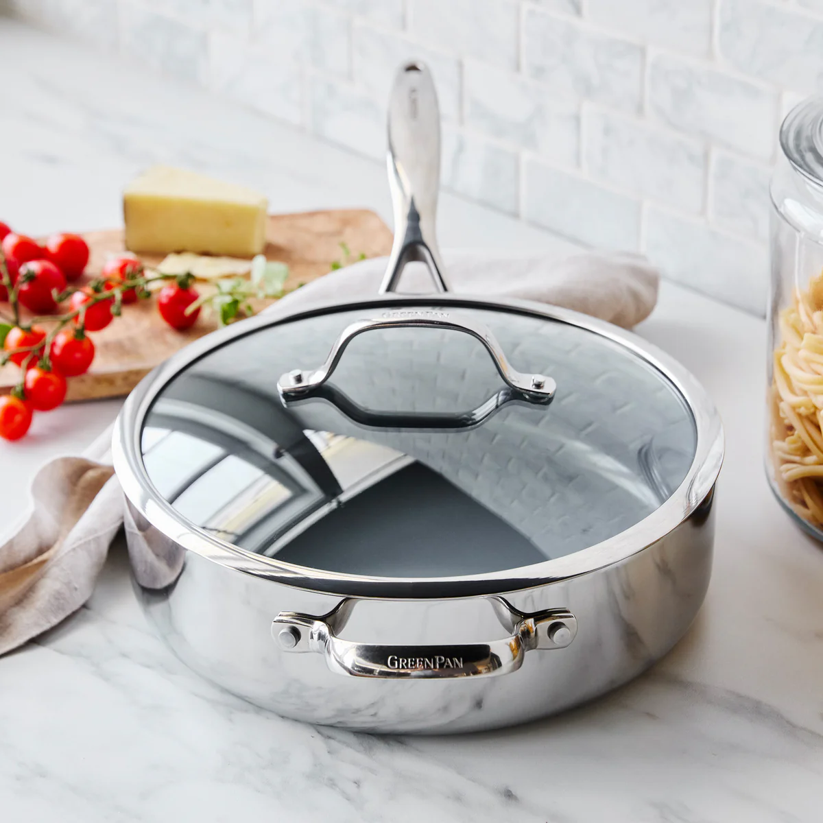 Valencia Pro Stainless Steel 5-Quart Sauté Pan with Lid