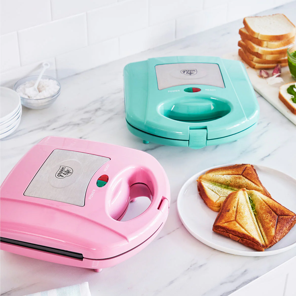 GreenLife Waffle and Sandwich Maker | Turquoise