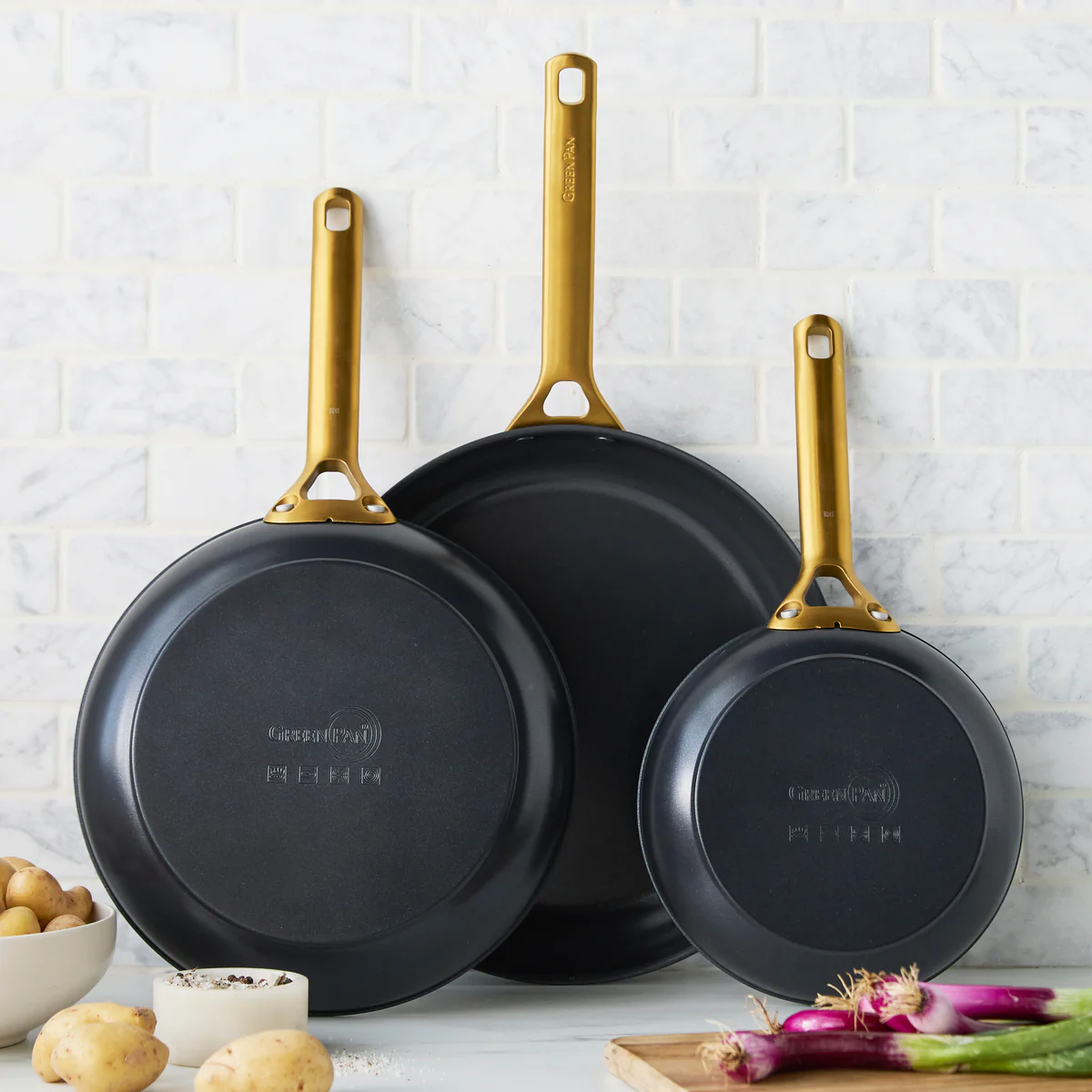 Reserve Pro Ceramic Nonstick 8, 10 and 12 Frypan Set | Black