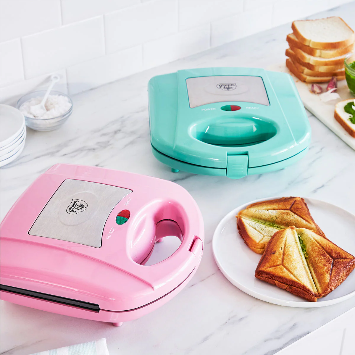 GreenLife Waffle and Sandwich Maker | Pink