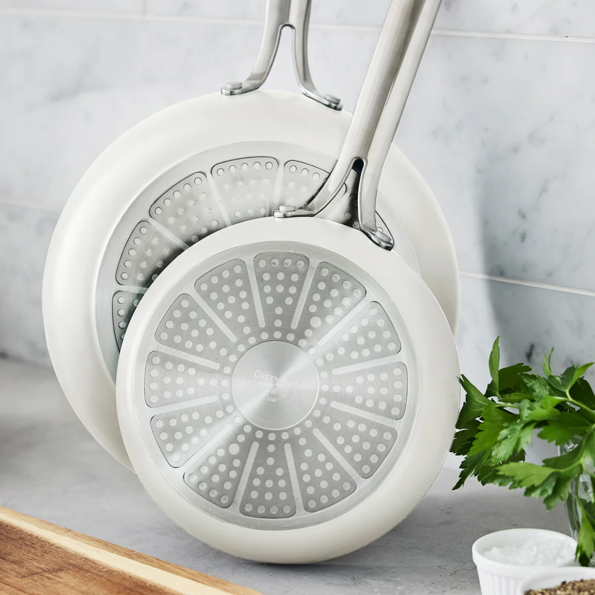 Nova Ceramic Nonstick 8 and 10 Frypan Set | Cream