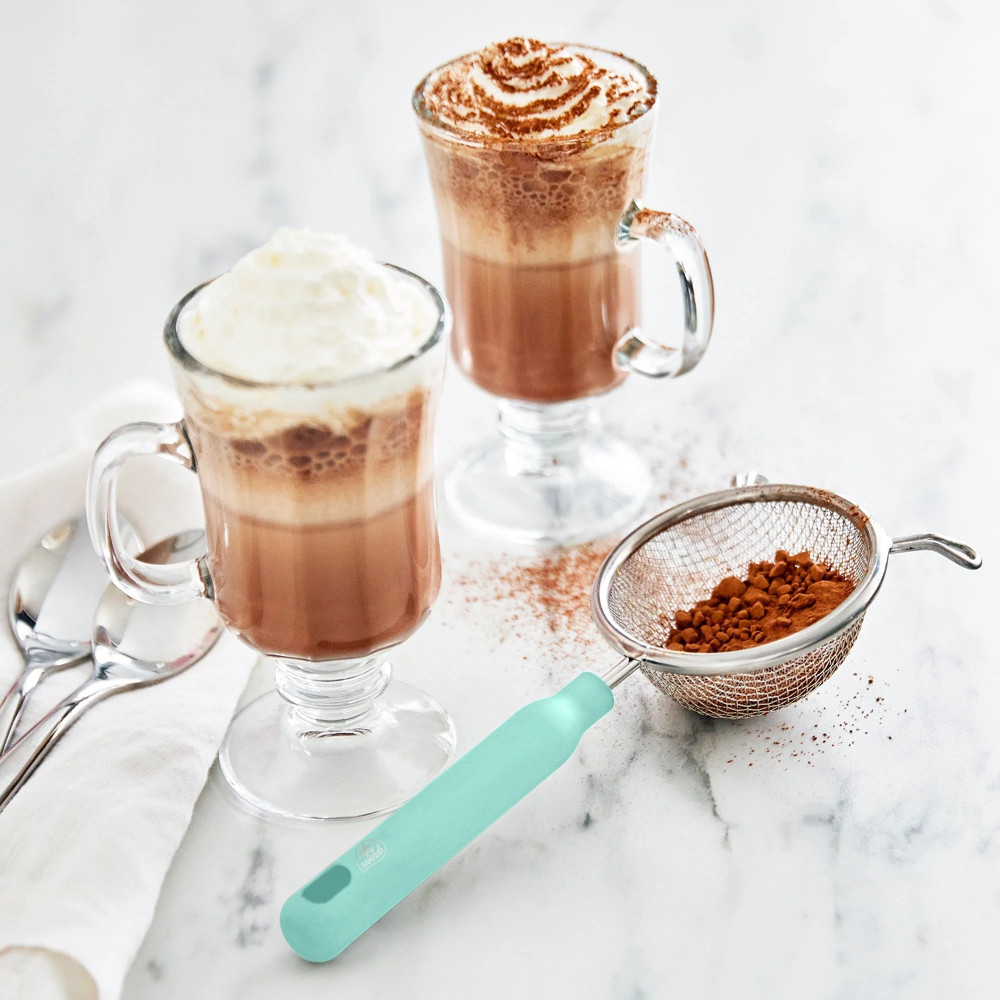 GreenLife Stainless Steel Mesh Strainers, Set of 4 | Turquoise