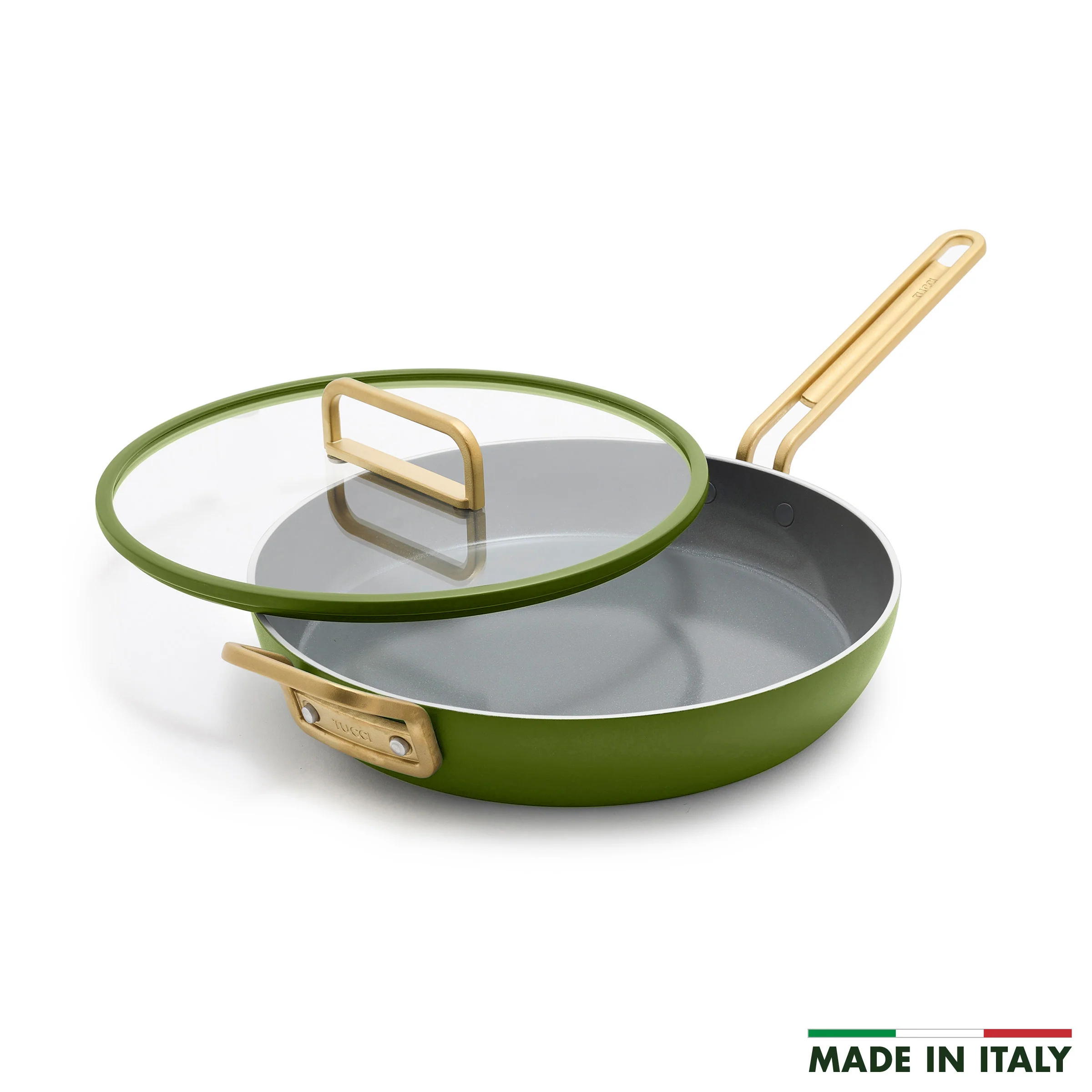 Stanley Tucci™ Ceramic Nonstick 12 Frypan with Lid | Tuscan Olive