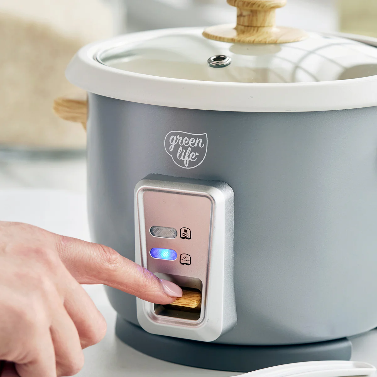 GreenLife 6-Cup Rice Cooker | Quartz Gray