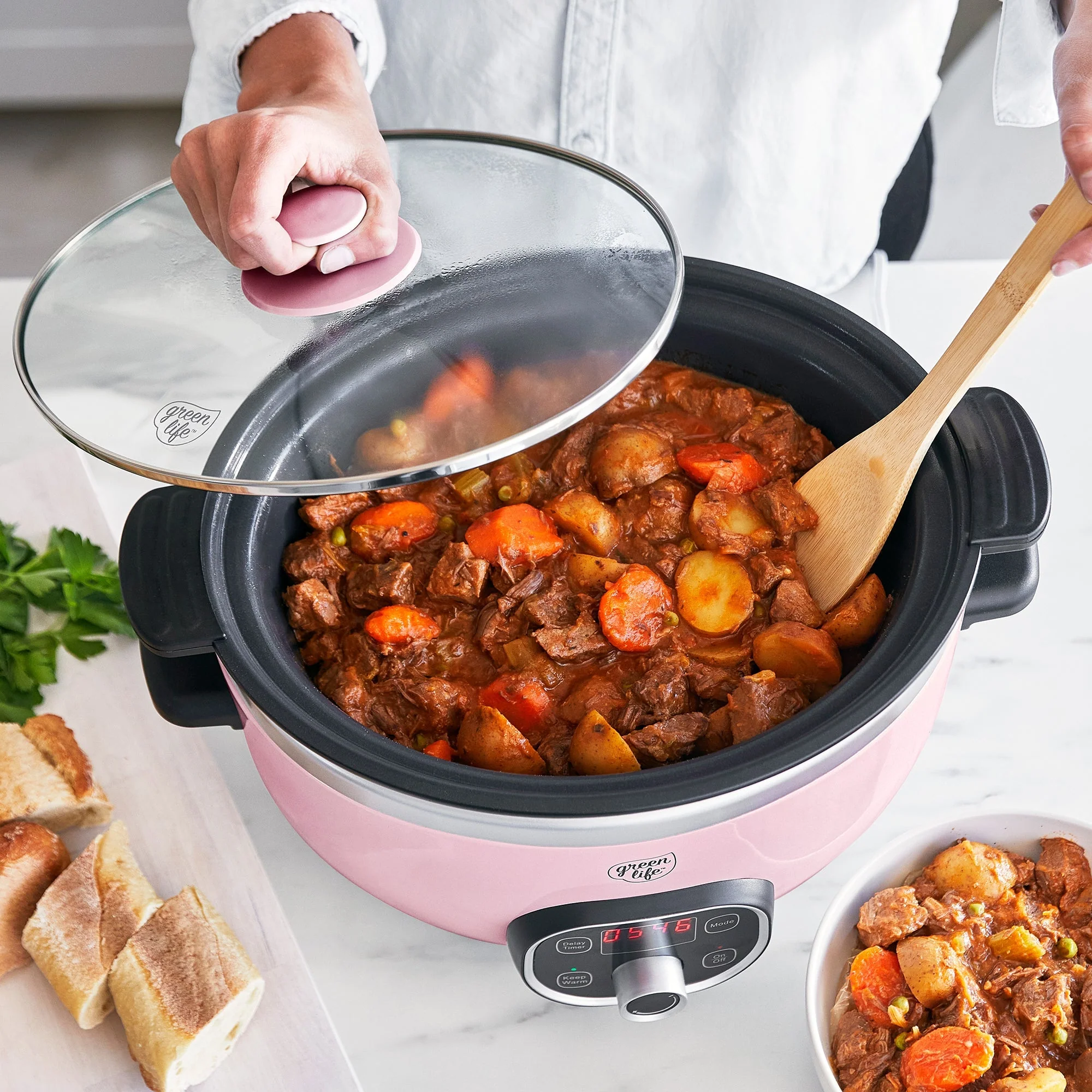 GreenLife Healthy 6-Quart Slow Cooker | Pink