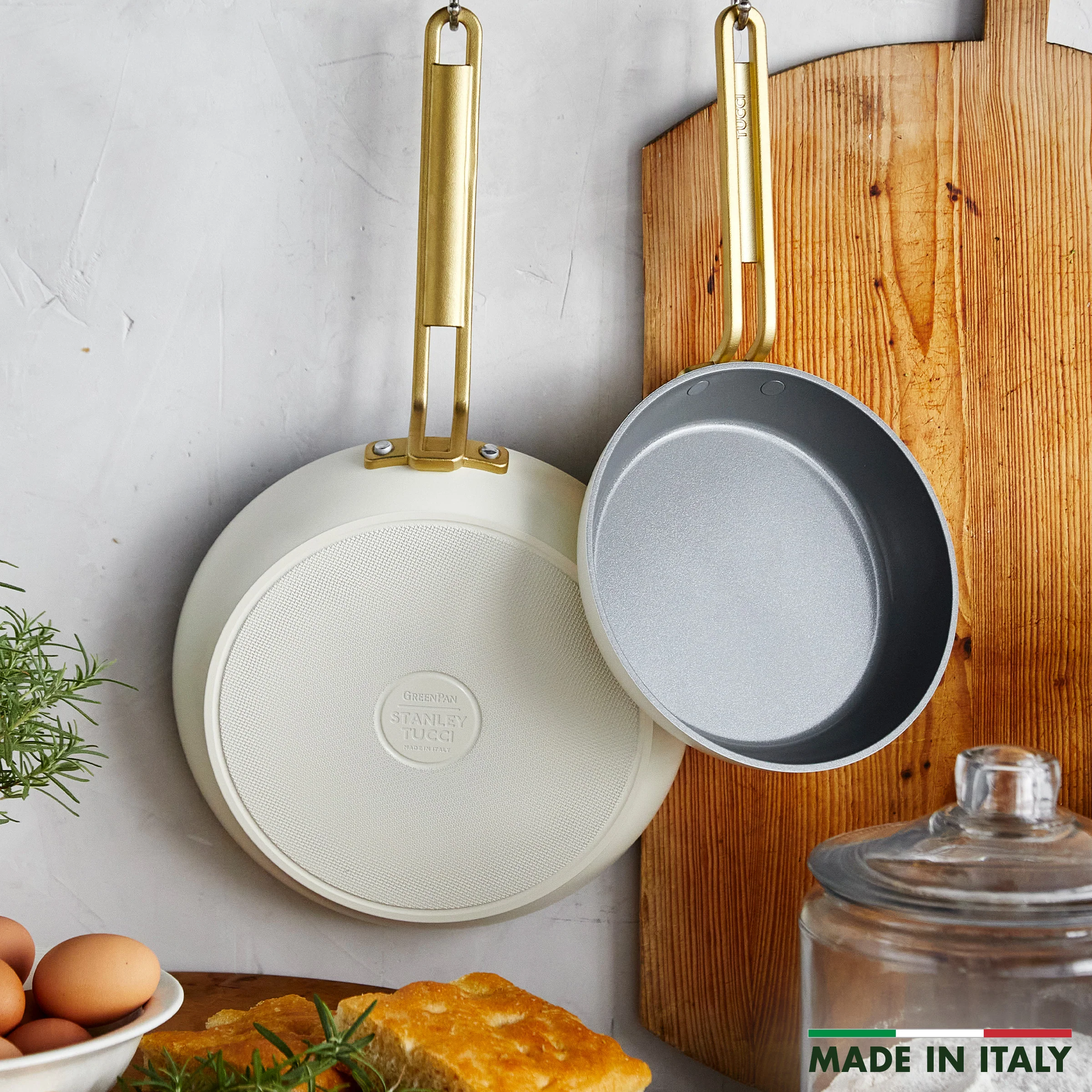 Stanley Tucci™ Ceramic Nonstick 8 and 10 Frypan Set | Carrara White