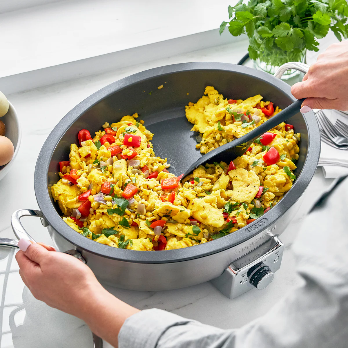 Elite 5.5-Quart Oval Electric Skillet | Premiere Stainless Steel