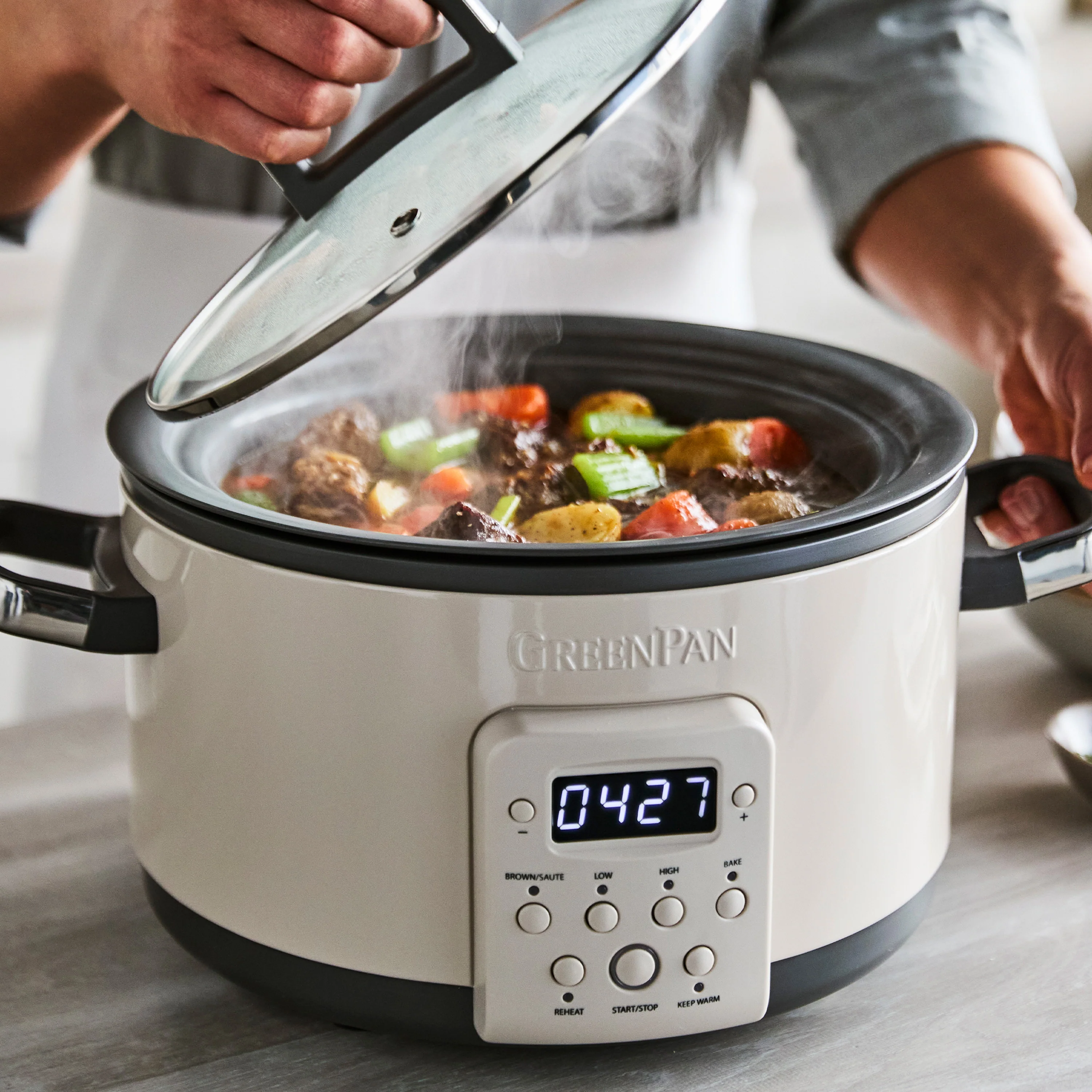 Bistro 4-Quart Slow Cooker with In-Pot Browning | Macadamia