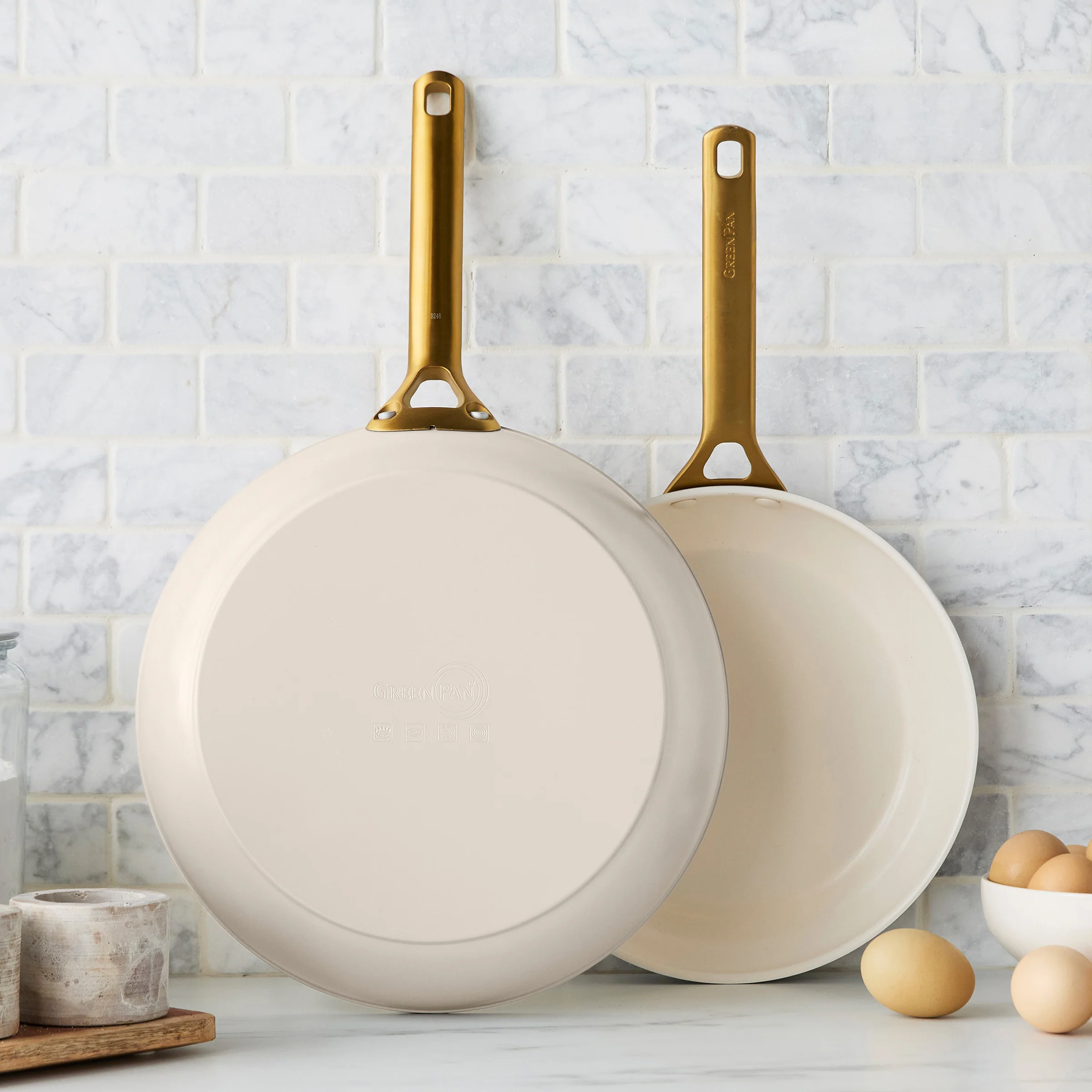 Reserve Pro Ceramic Nonstick 10 and 12 Frypan Set | Macadamia