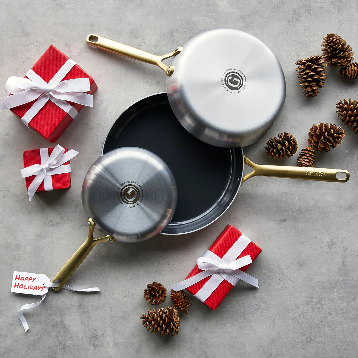 GP5 Stainless Steel 8, 10 and 12 Frypan Set | Champagne Handles