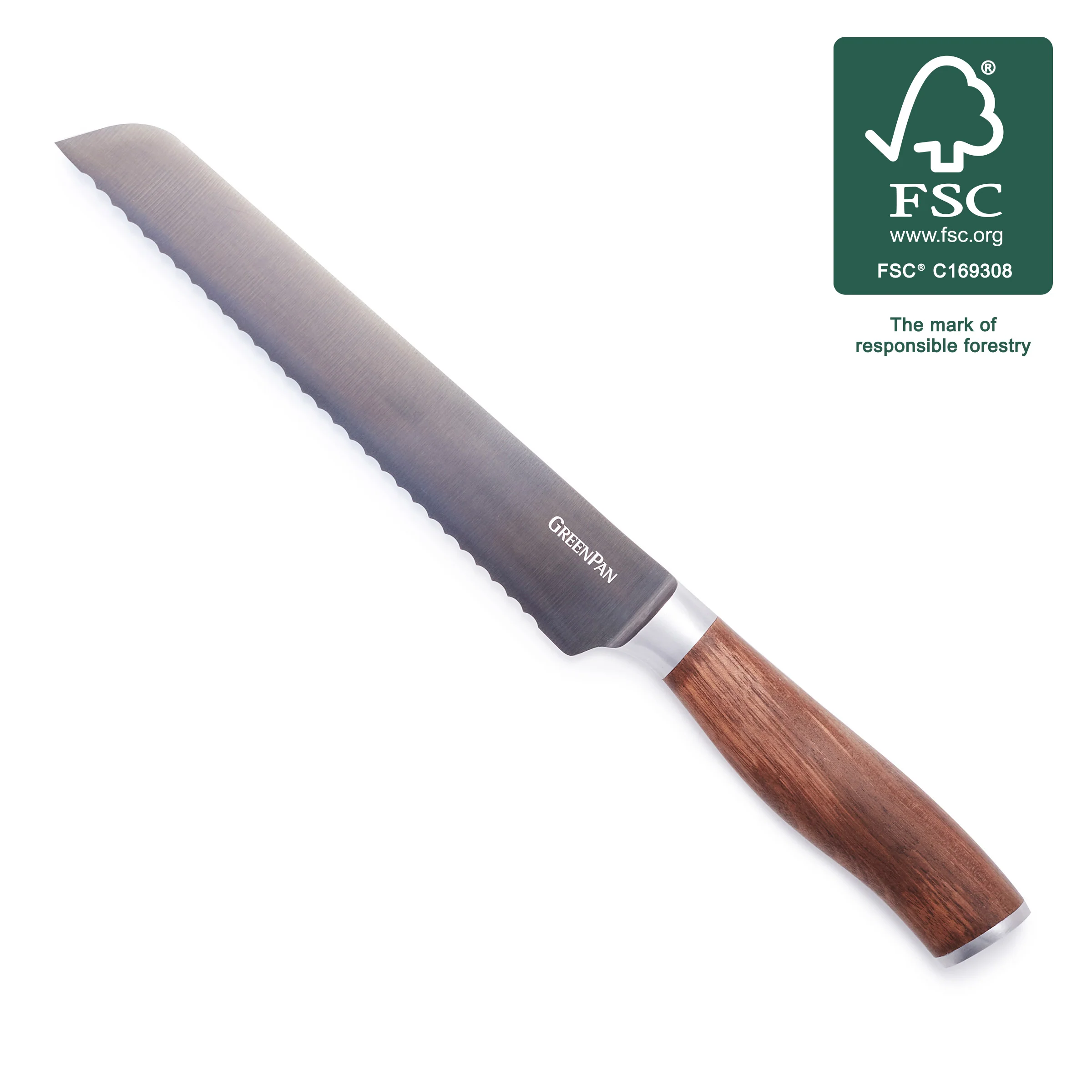 Premiere Titanium Cutlery 8 Bread Knife with Walnut Handle