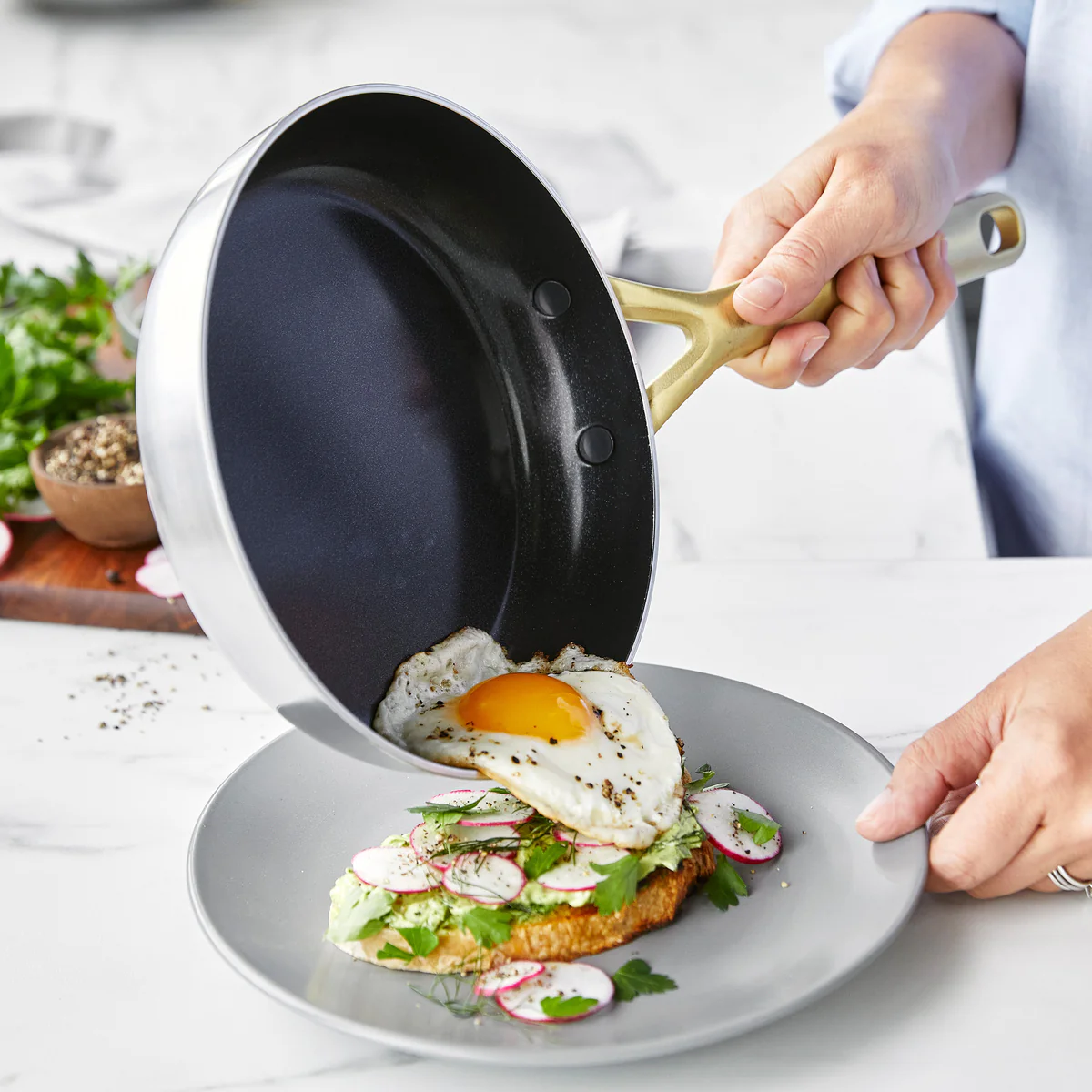 GP5 Stainless Steel 8, 10 and 12 Frypan Set | Champagne Handles