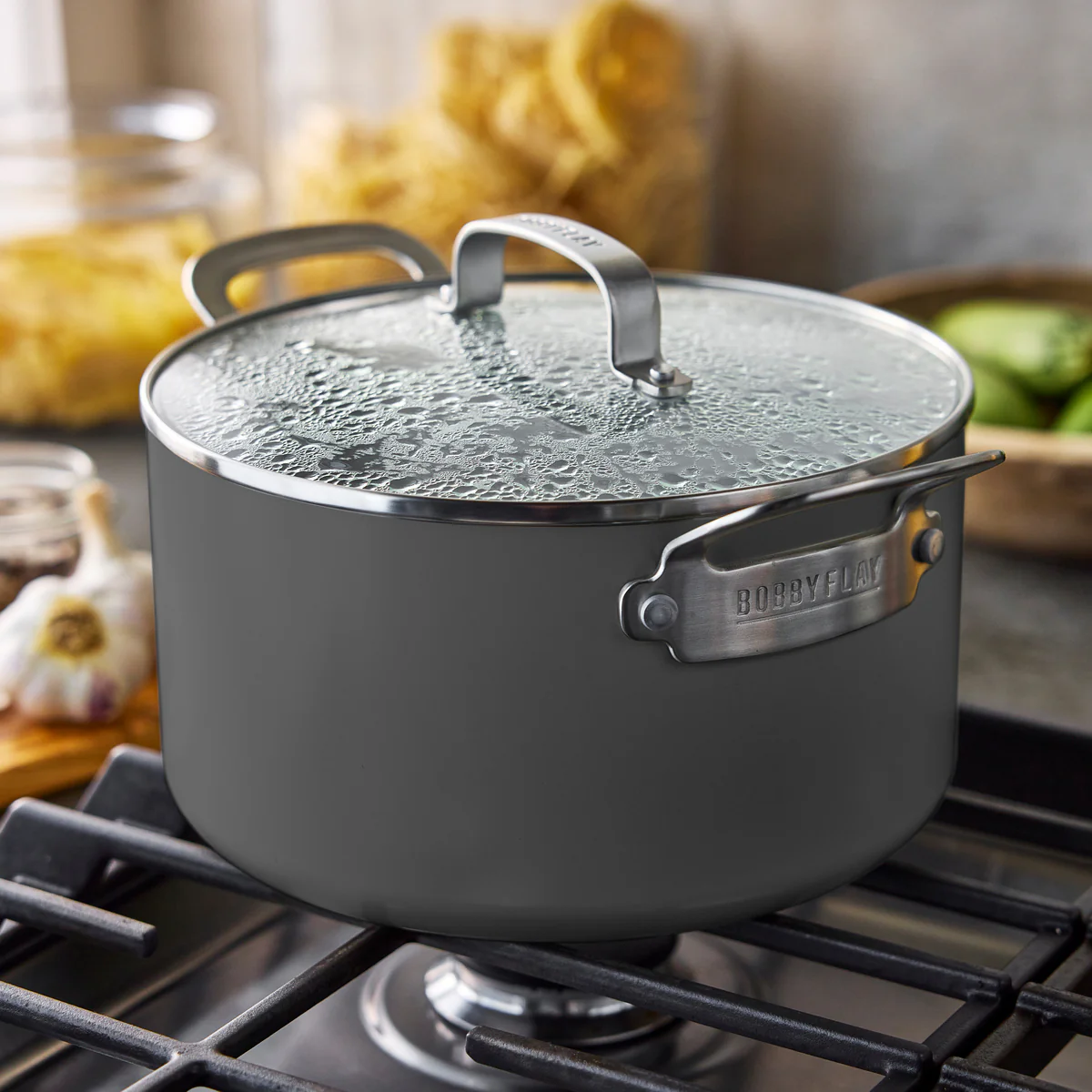 Bobby Flay by GreenPan Professional Ceramic Nonstick 6-Quart Stockpot with Lid | Graphite