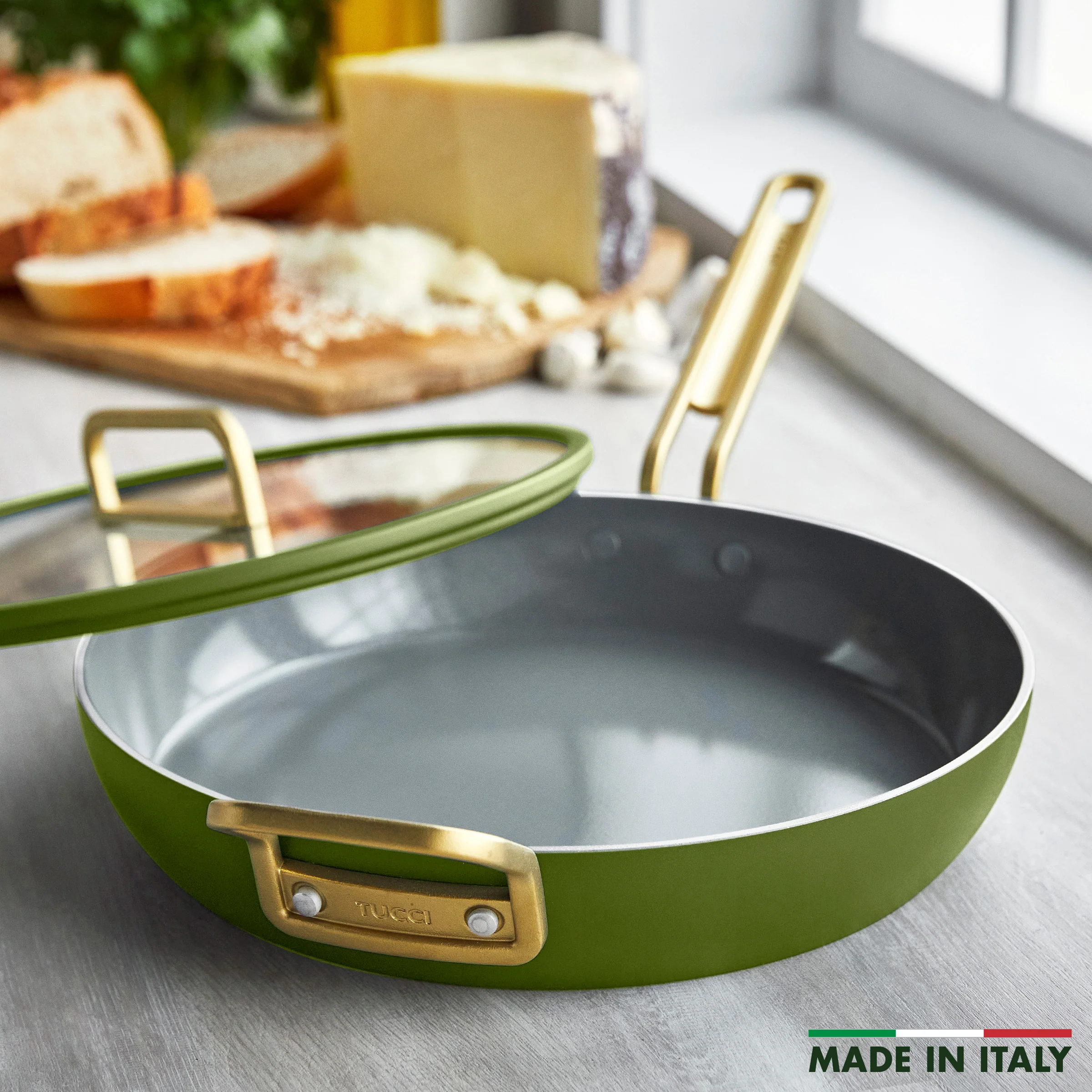 Stanley Tucci™ Ceramic Nonstick 12 Frypan with Lid | Tuscan Olive