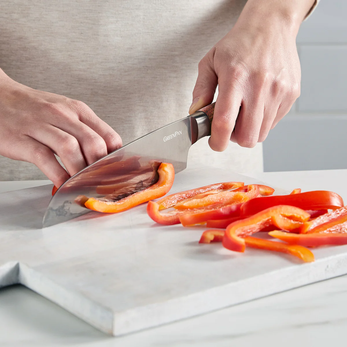 Premiere Titanium Cutlery 7 Santoku Knife with Walnut Handle