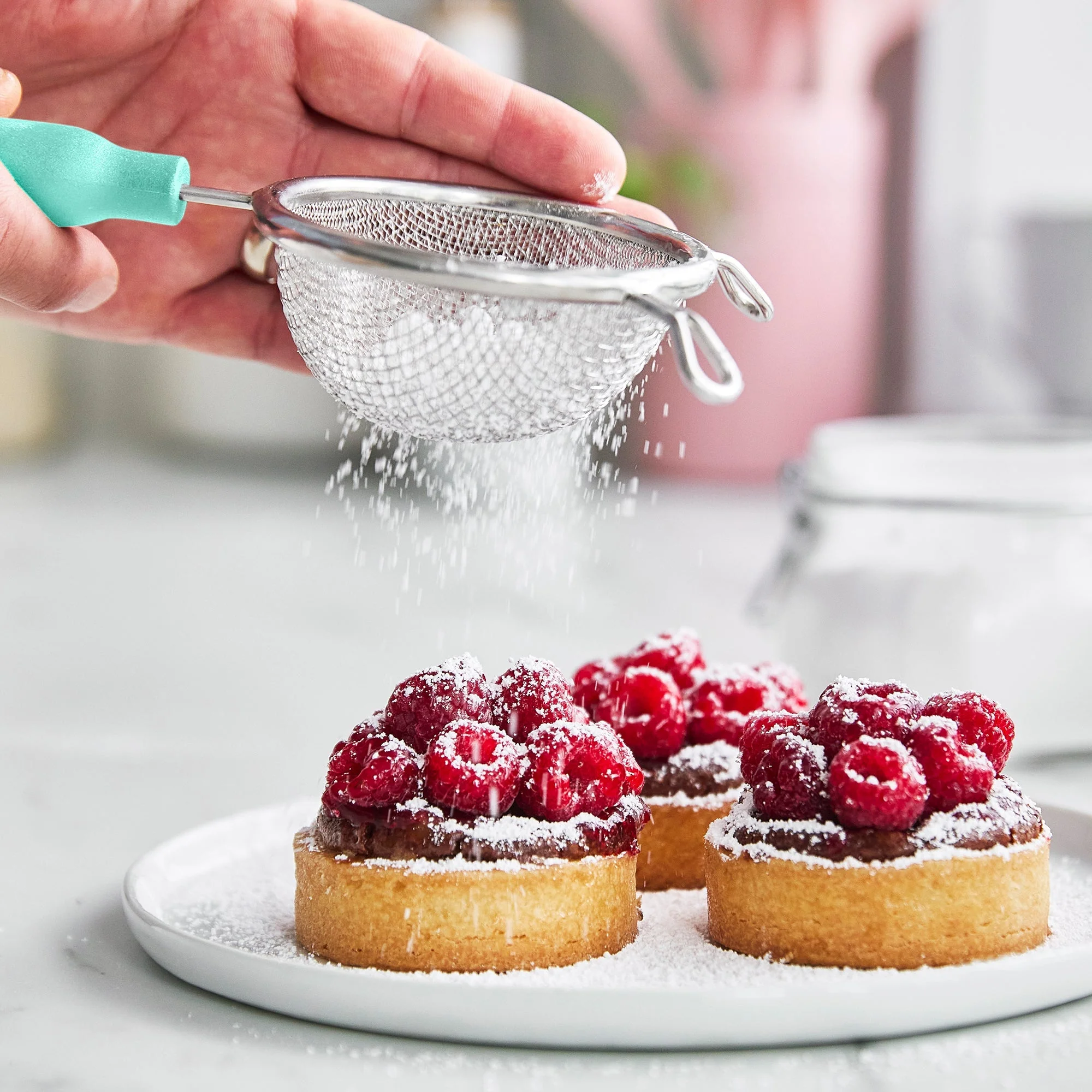 GreenLife Stainless Steel Mesh Strainers, Set of 4 | Turquoise