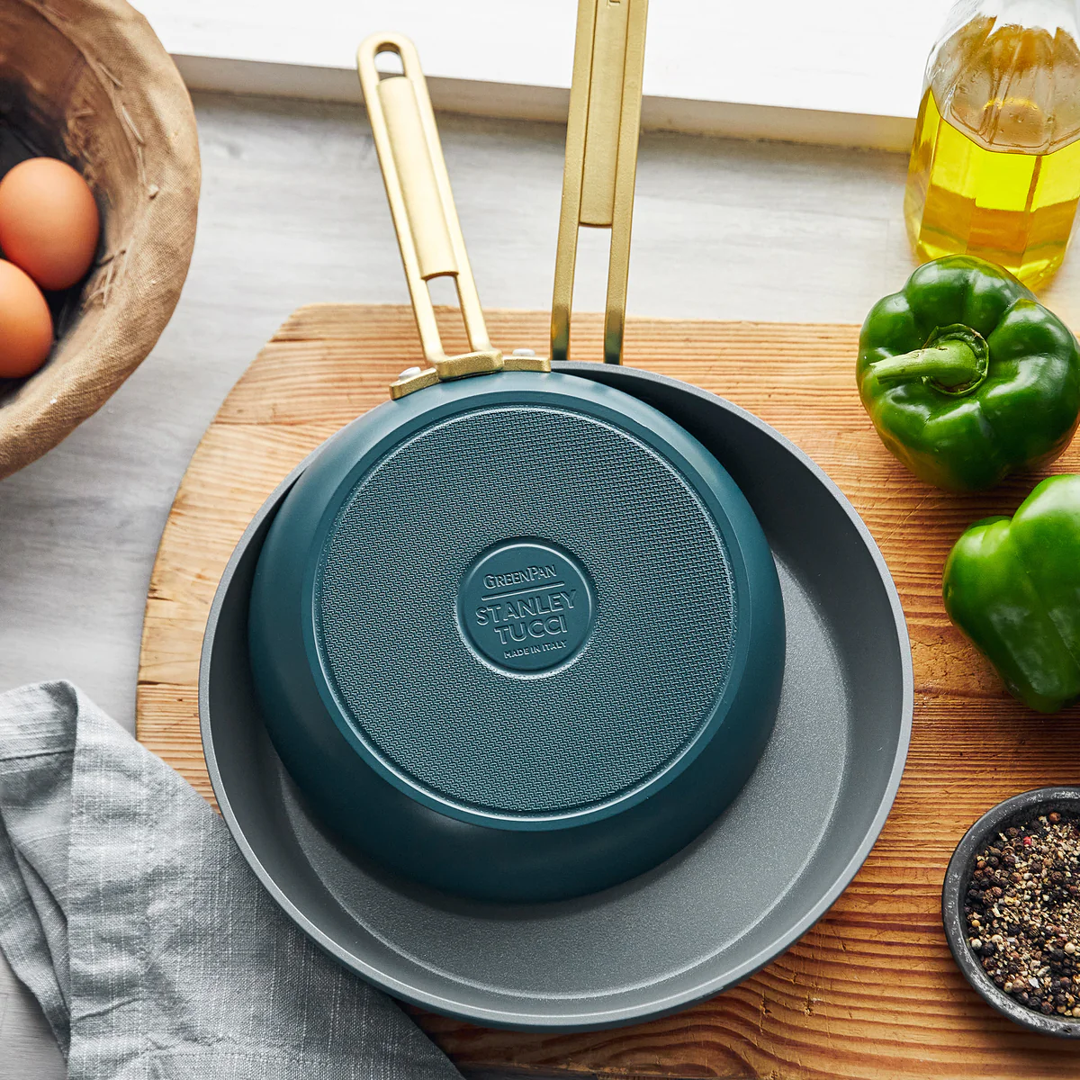 Stanley Tucci™ Ceramic Nonstick 8 and 10 Frypan Set | Venetian Teal