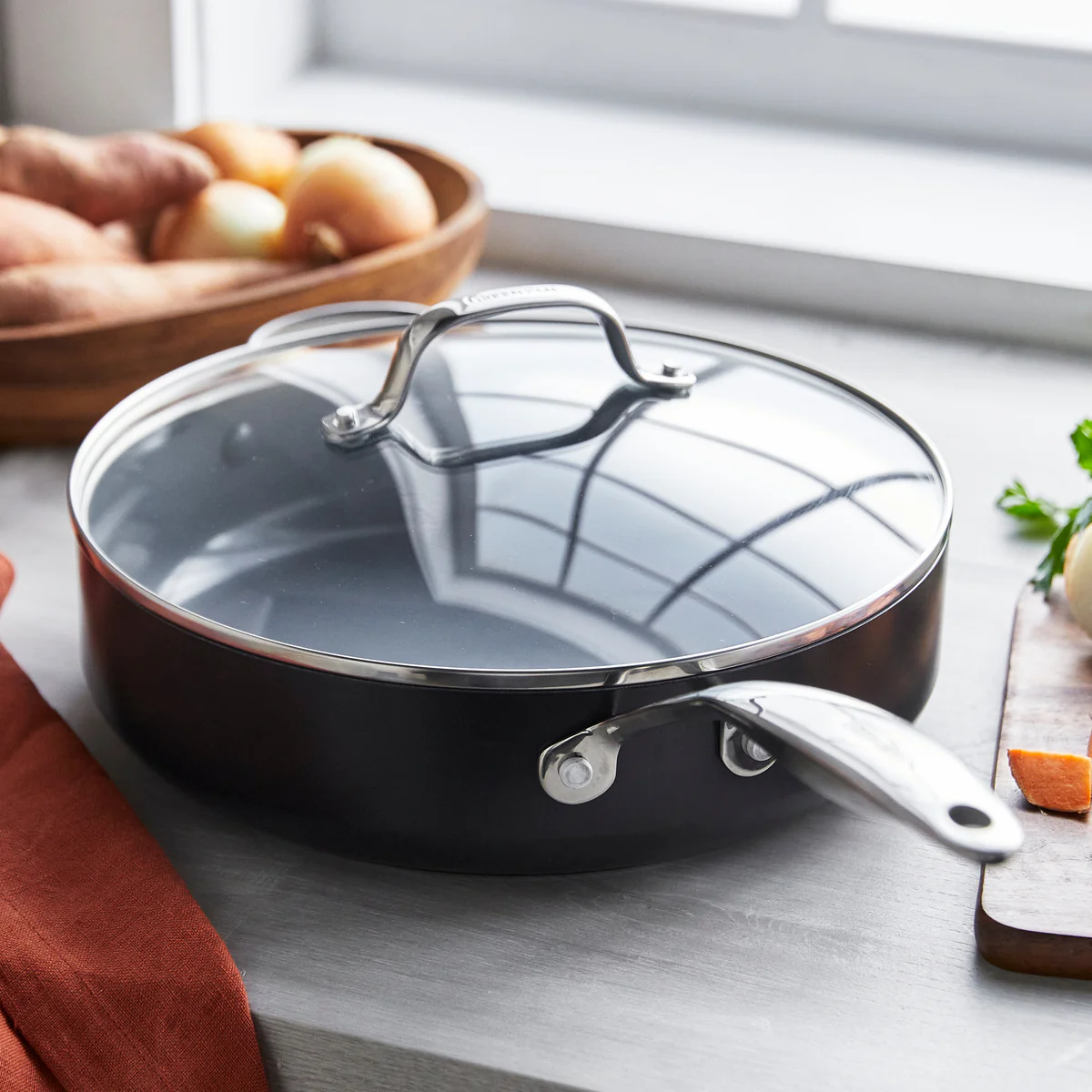 Valencia Pro Ceramic Nonstick 4.5-Quart Sauté Pan with Lid