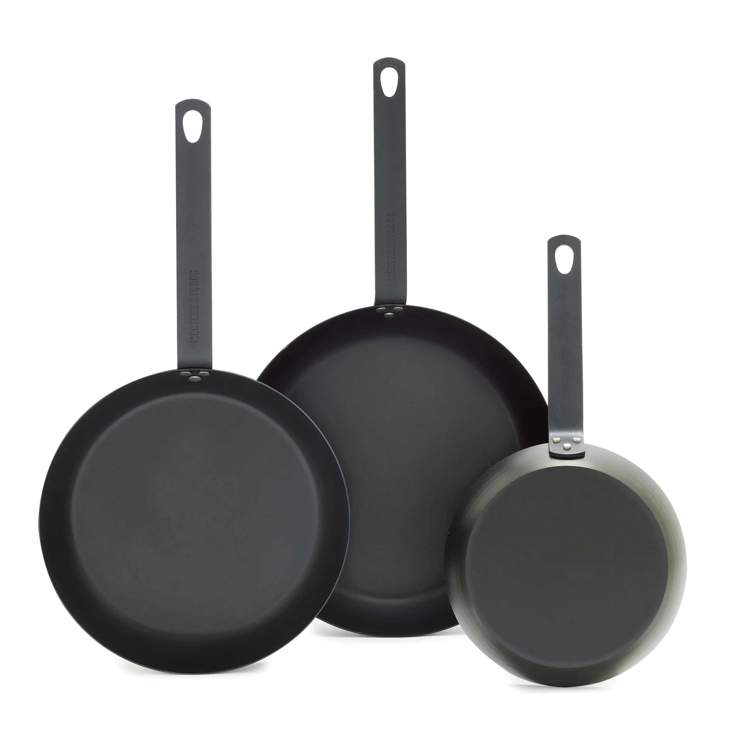 Merten & Storck Carbon Steel 8, 10 and 12 Frypan Set