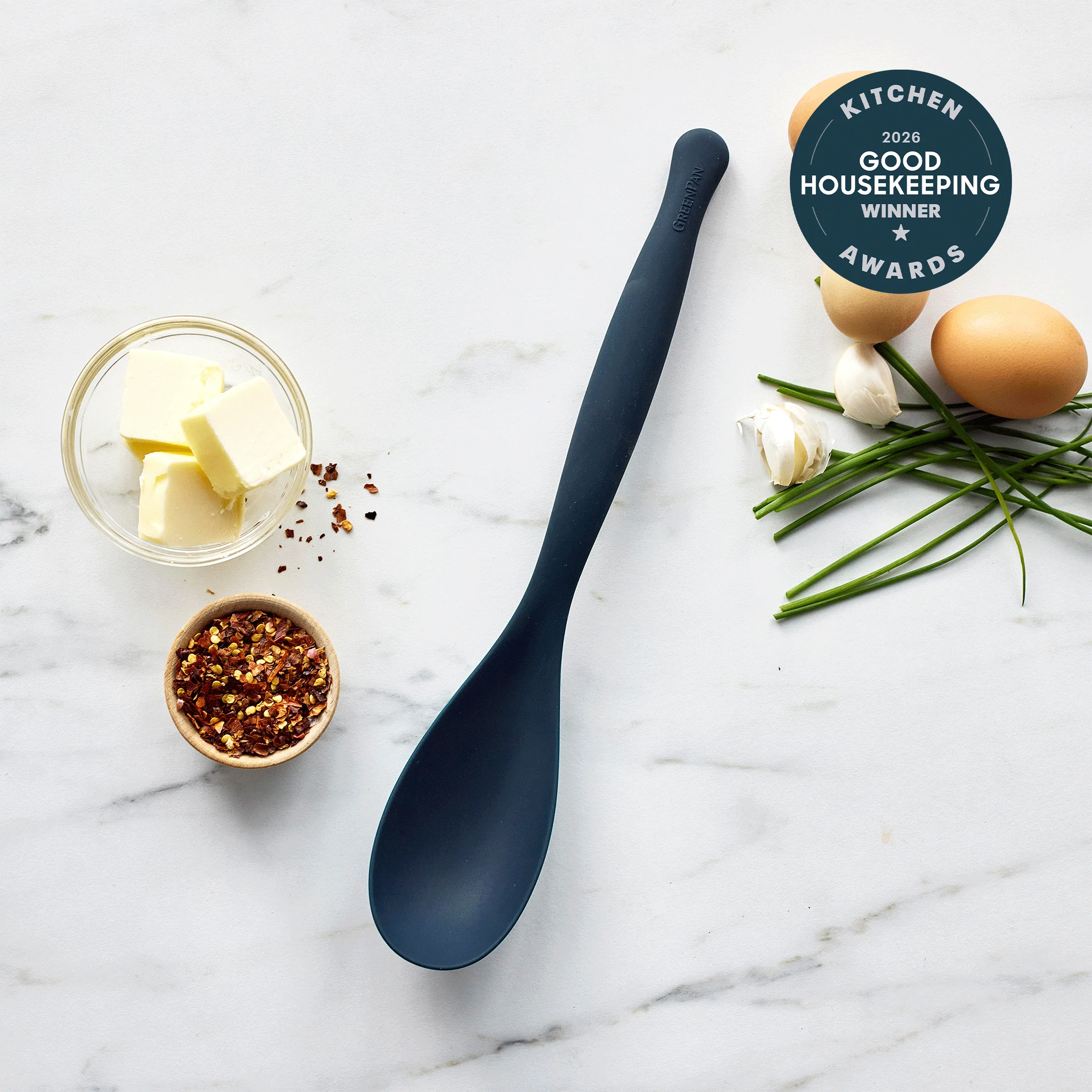 Premiere Silicone Solid Spoon | Oxford Blue