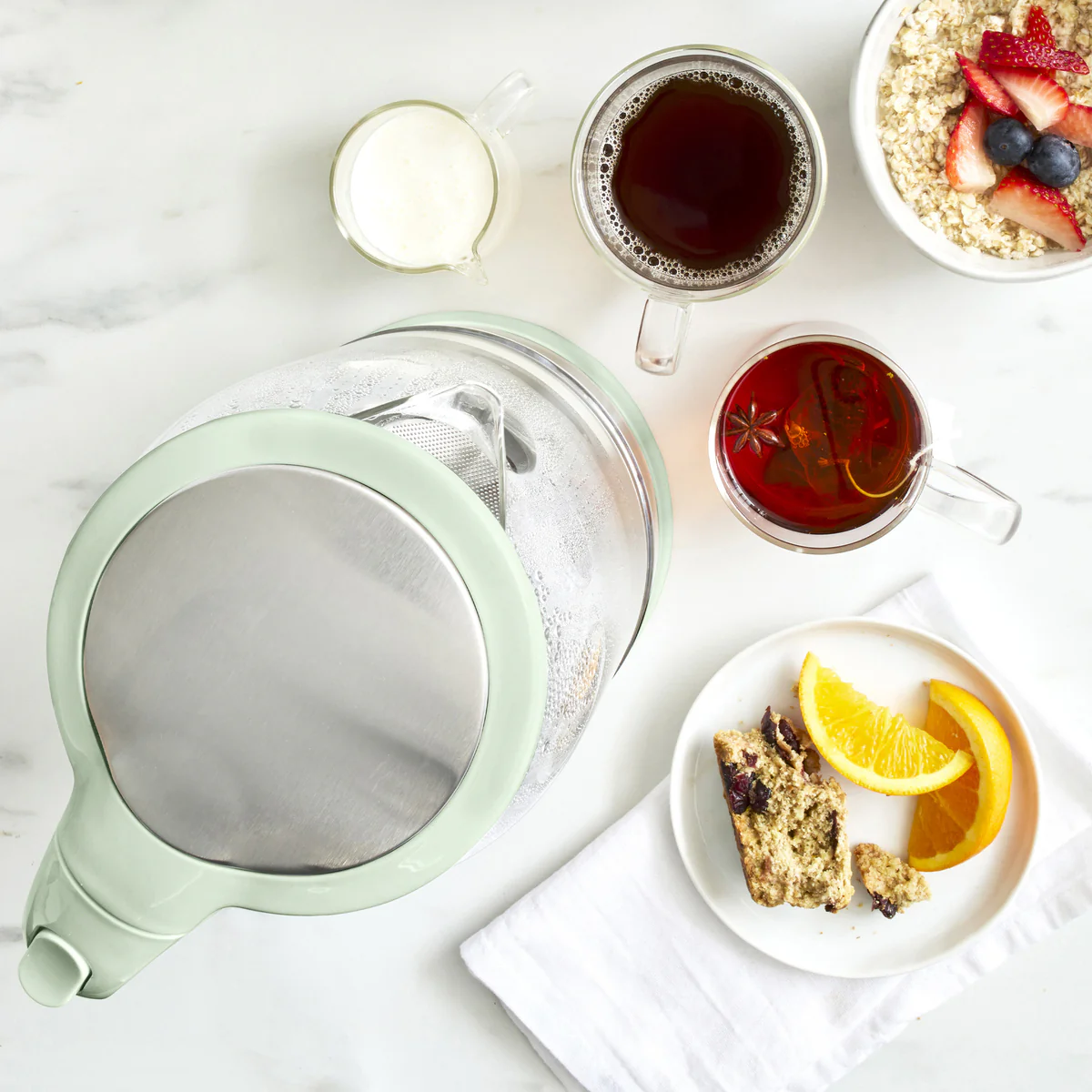GreenLife Qwik & EZ Glass Kettle | Sage Green