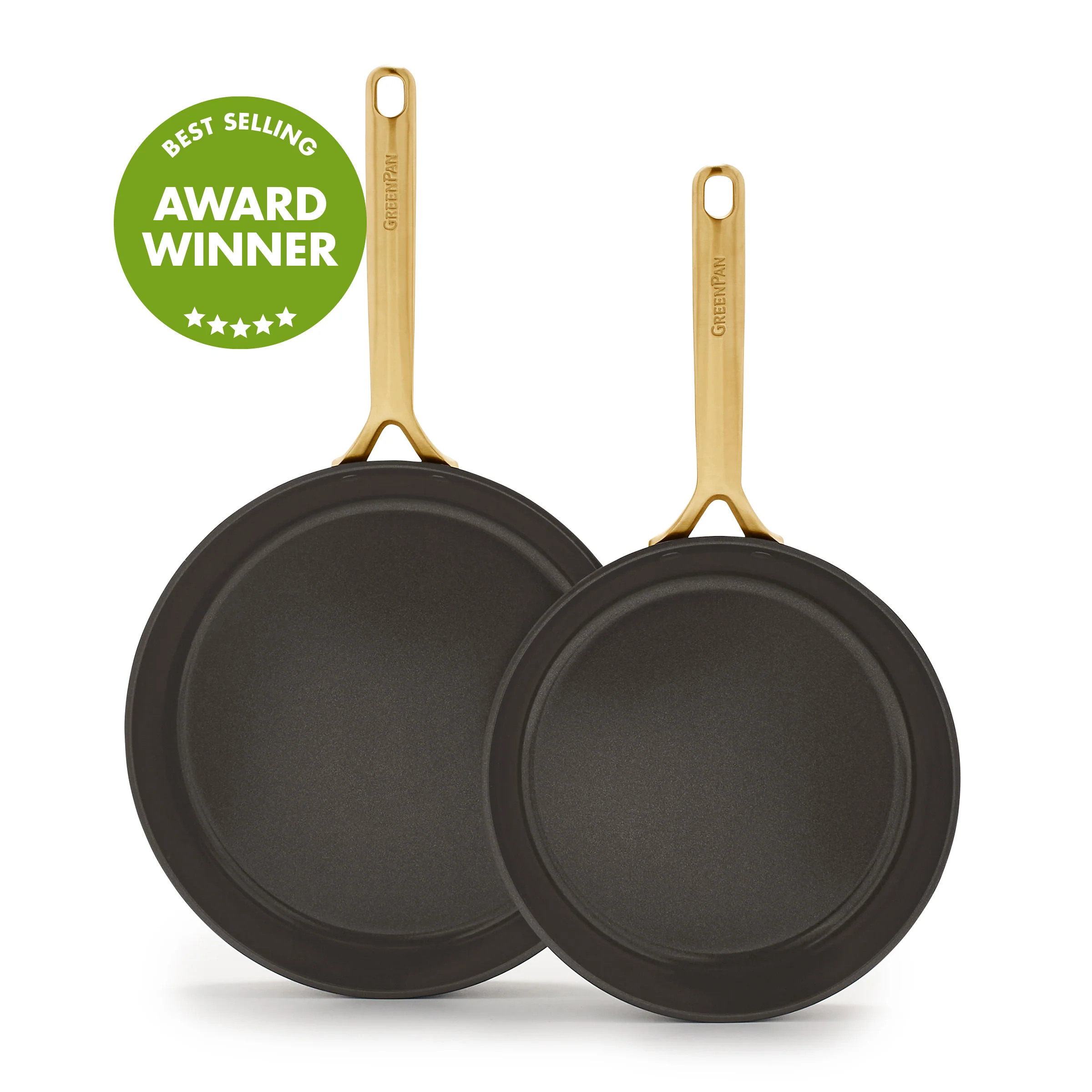 GP5 Colors Ceramic Nonstick 9.5 and 11 Frypan Set with Champagne Handles | Cocoa