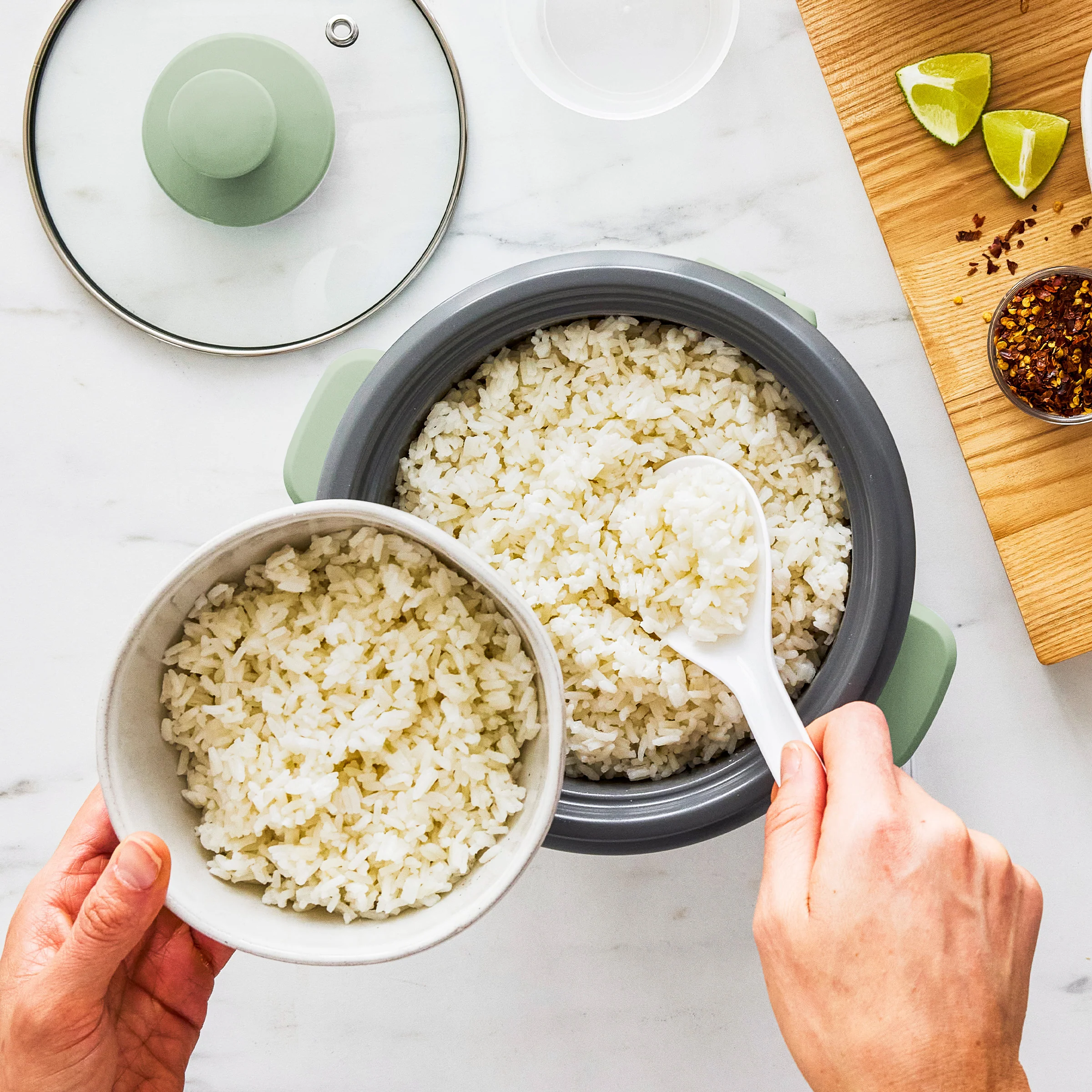 GreenLife 6-Cup Rice Cooker | Sage Green