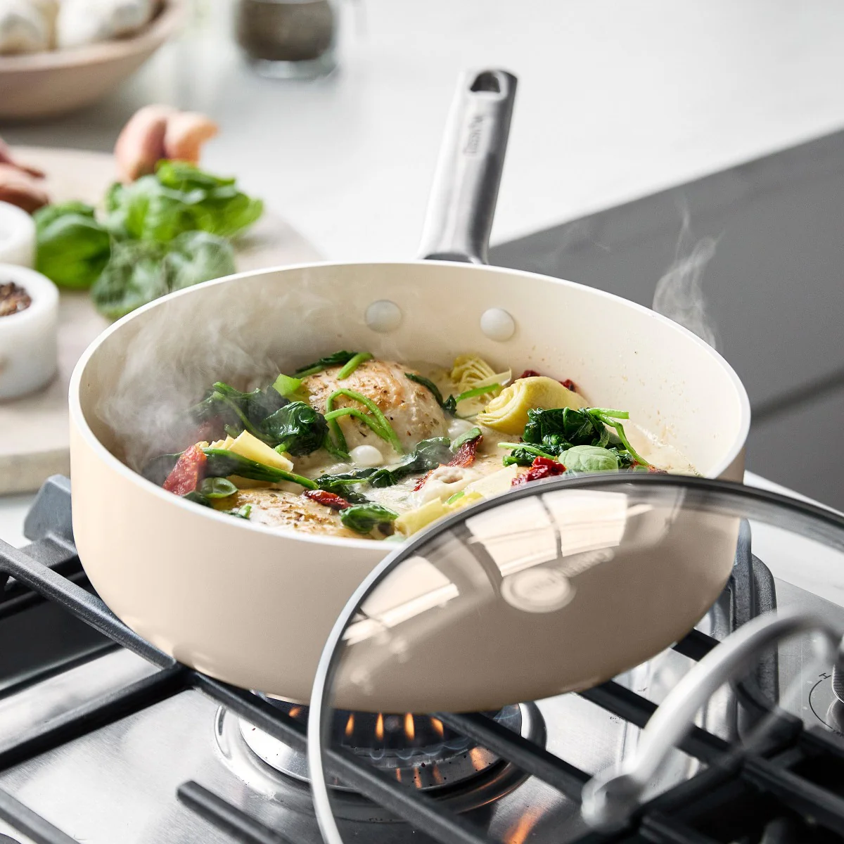 Padova Ceramic Nonstick 16-Piece Cookware Set | Taupe