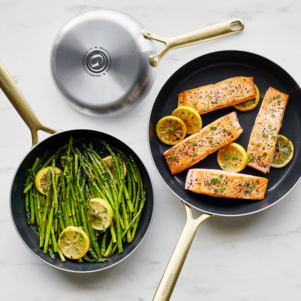 GP5 Stainless Steel 8, 10 and 12 Frypan Set | Champagne Handles