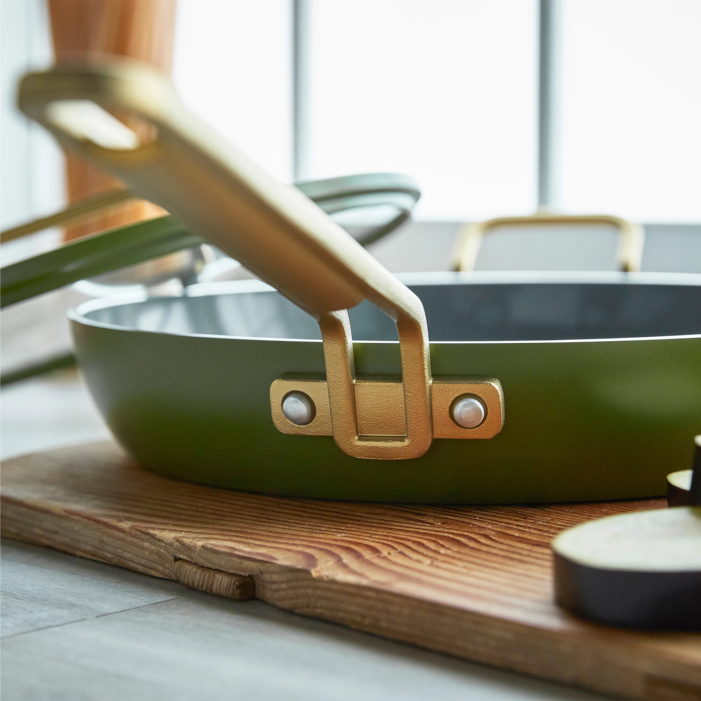 Stanley Tucci™ Ceramic Nonstick 12 Frypan with Lid | Tuscan Olive