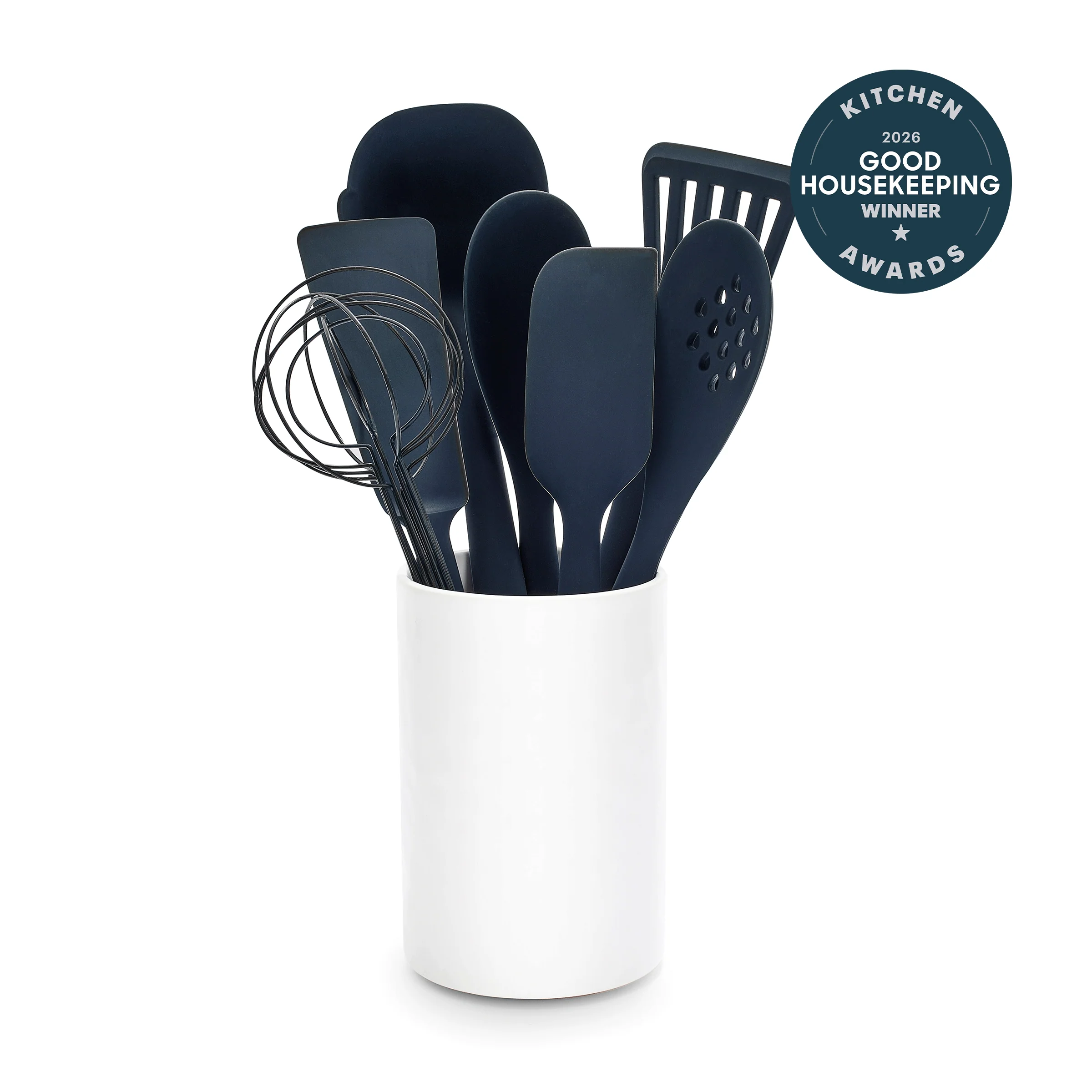 Premiere Silicone 8-Piece Utensil and Crock Set | Oxford Blue
