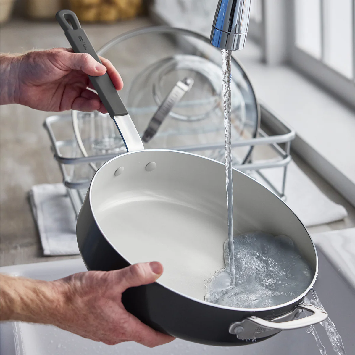 Bobby Flay by GreenPan Professional Ceramic Nonstick 4.5-Quart Sauté Pan with Lid | Graphite