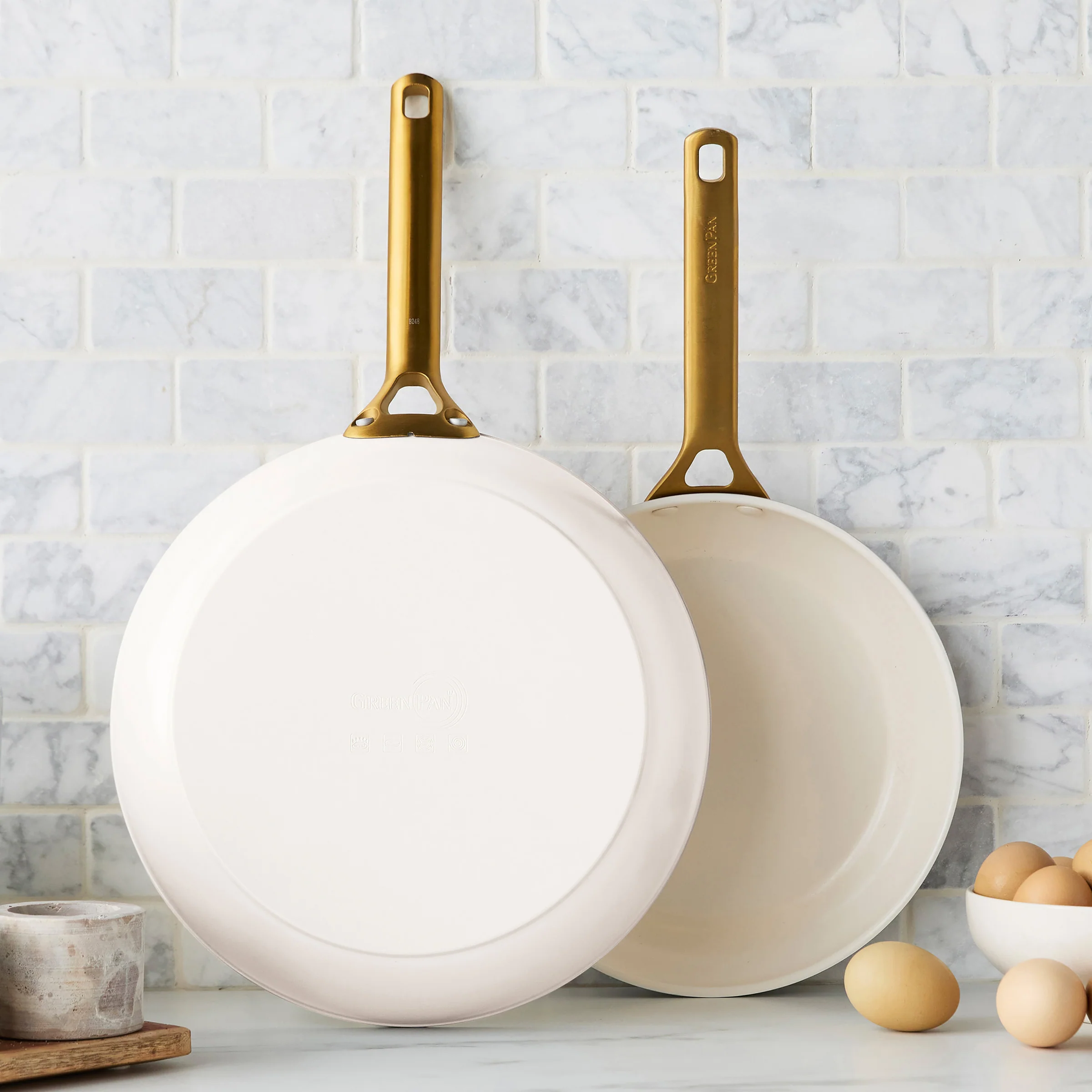 Reserve Pro Ceramic Nonstick 10 and 12 Frypan Set | Cream