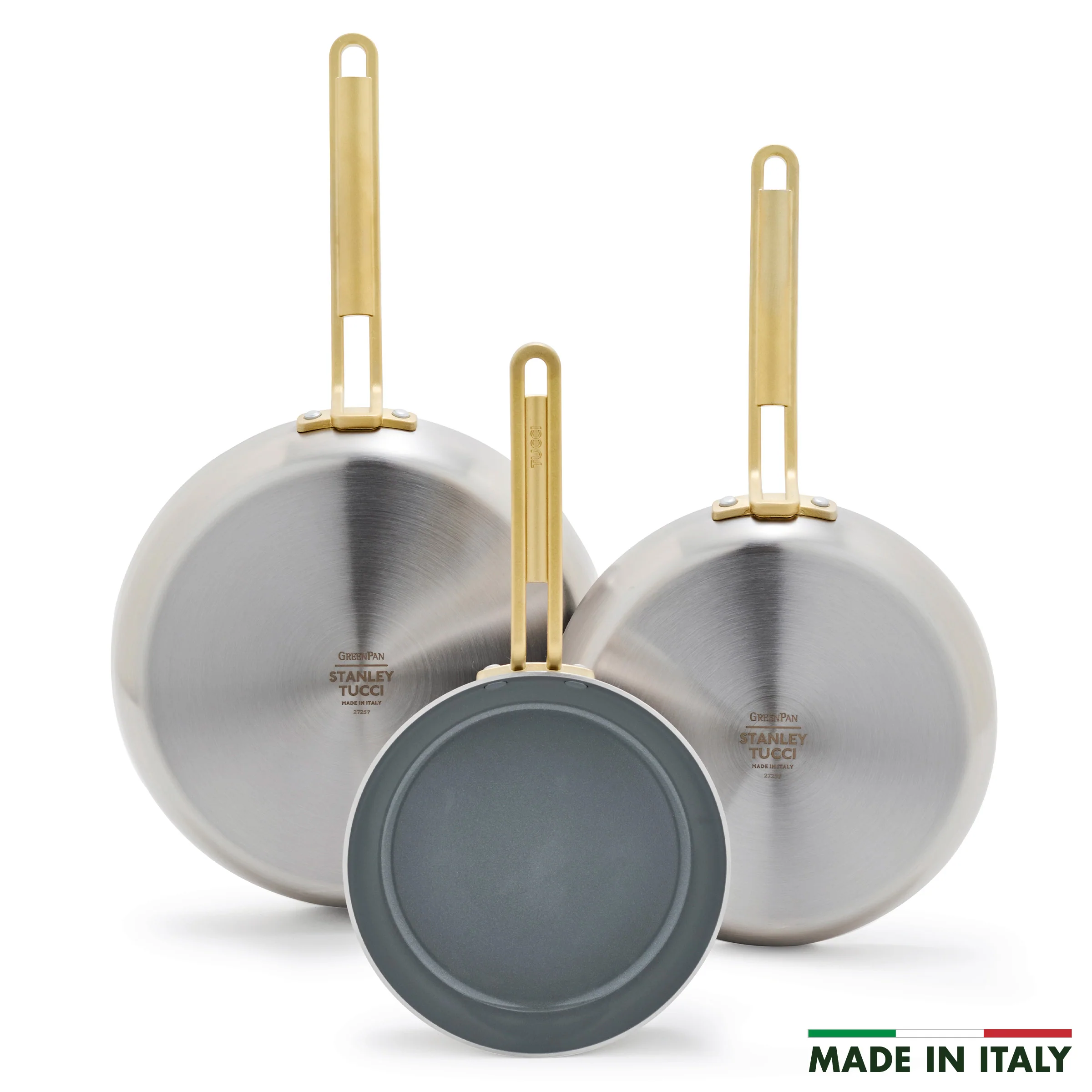 Stanley Tucci™ Stainless Steel Ceramic Nonstick 8, 10 and 12 Frypan Set