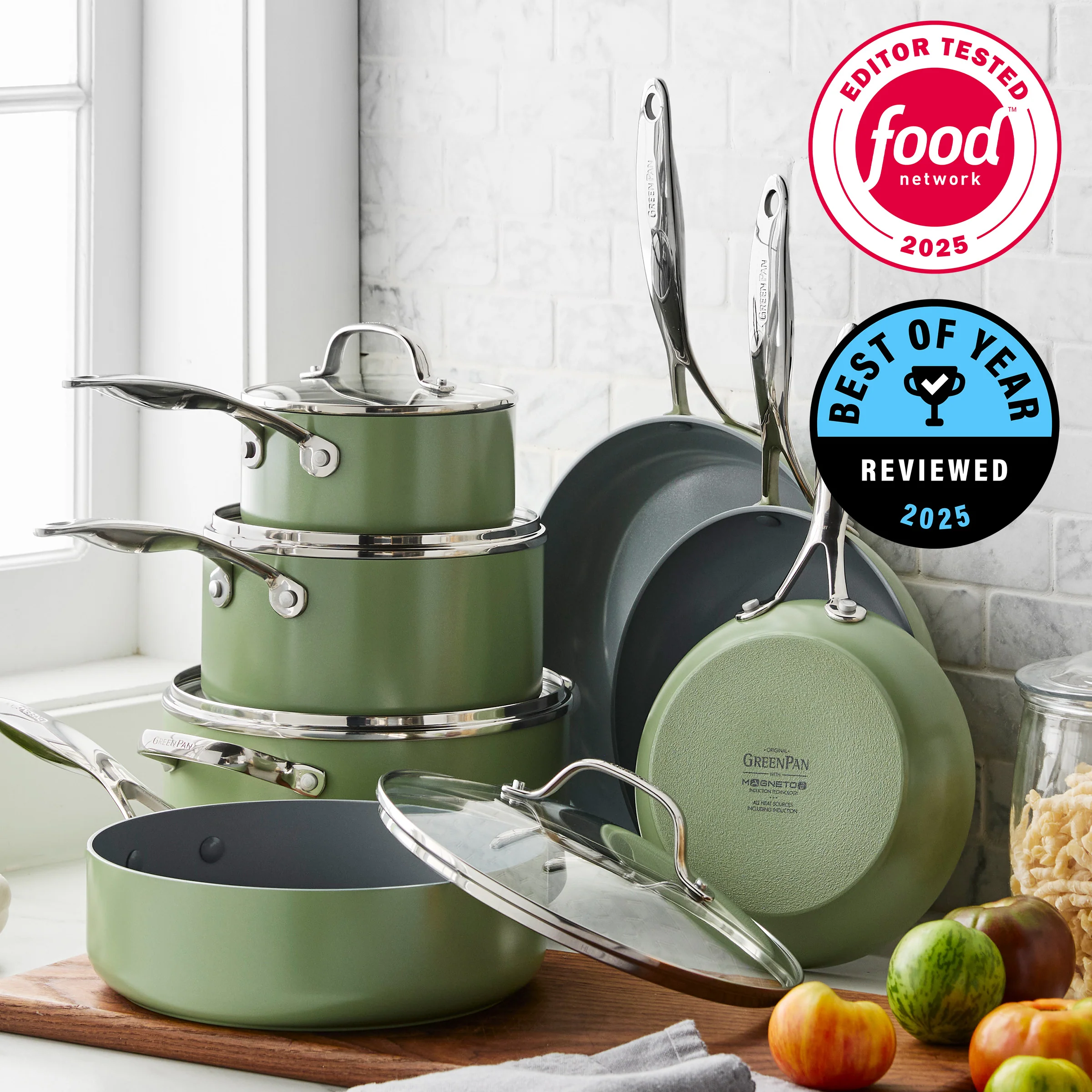 Valencia Pro Ceramic Nonstick 11-Piece Cookware Set | Sage