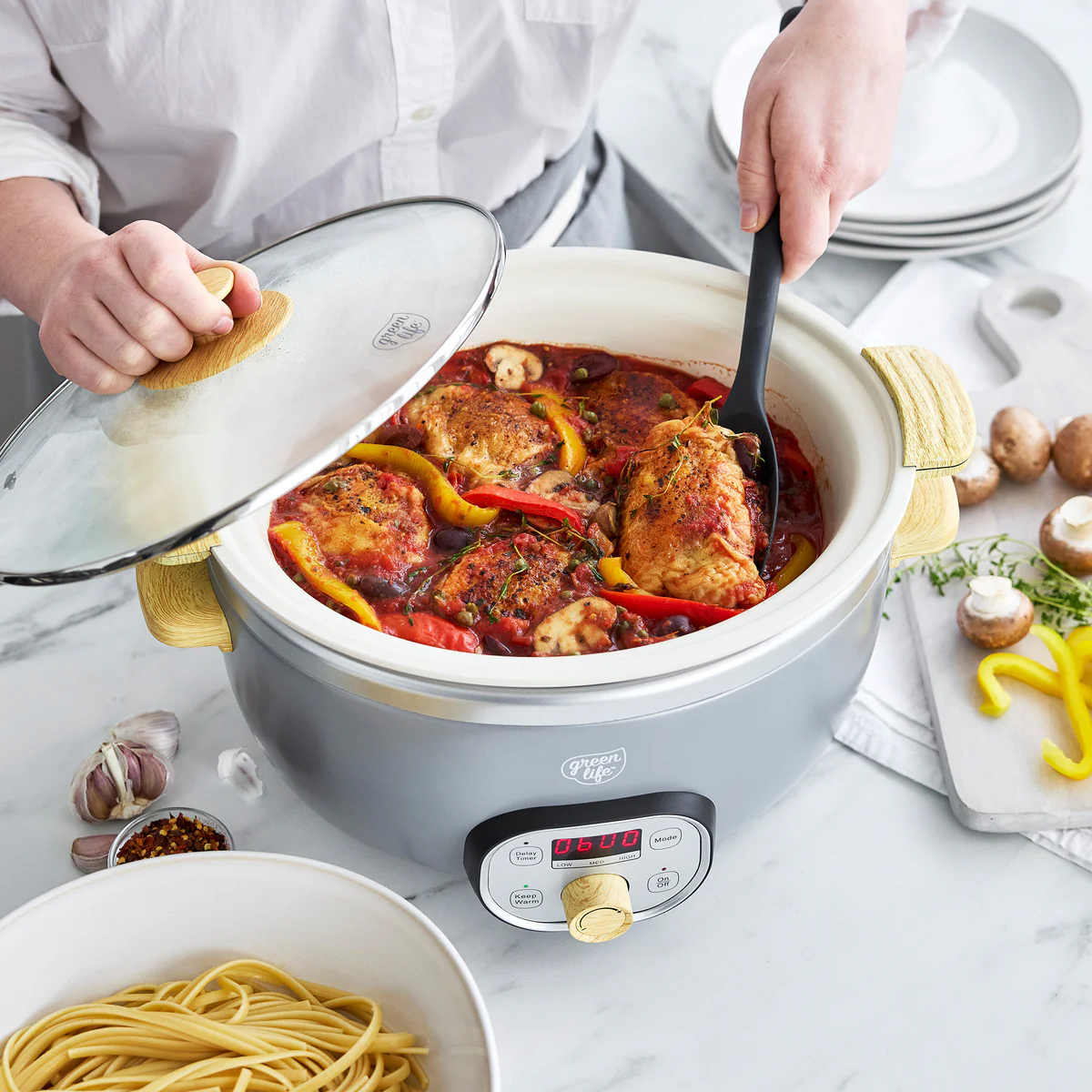GreenLife Healthy 6-Quart Slow Cooker | Quartz Gray