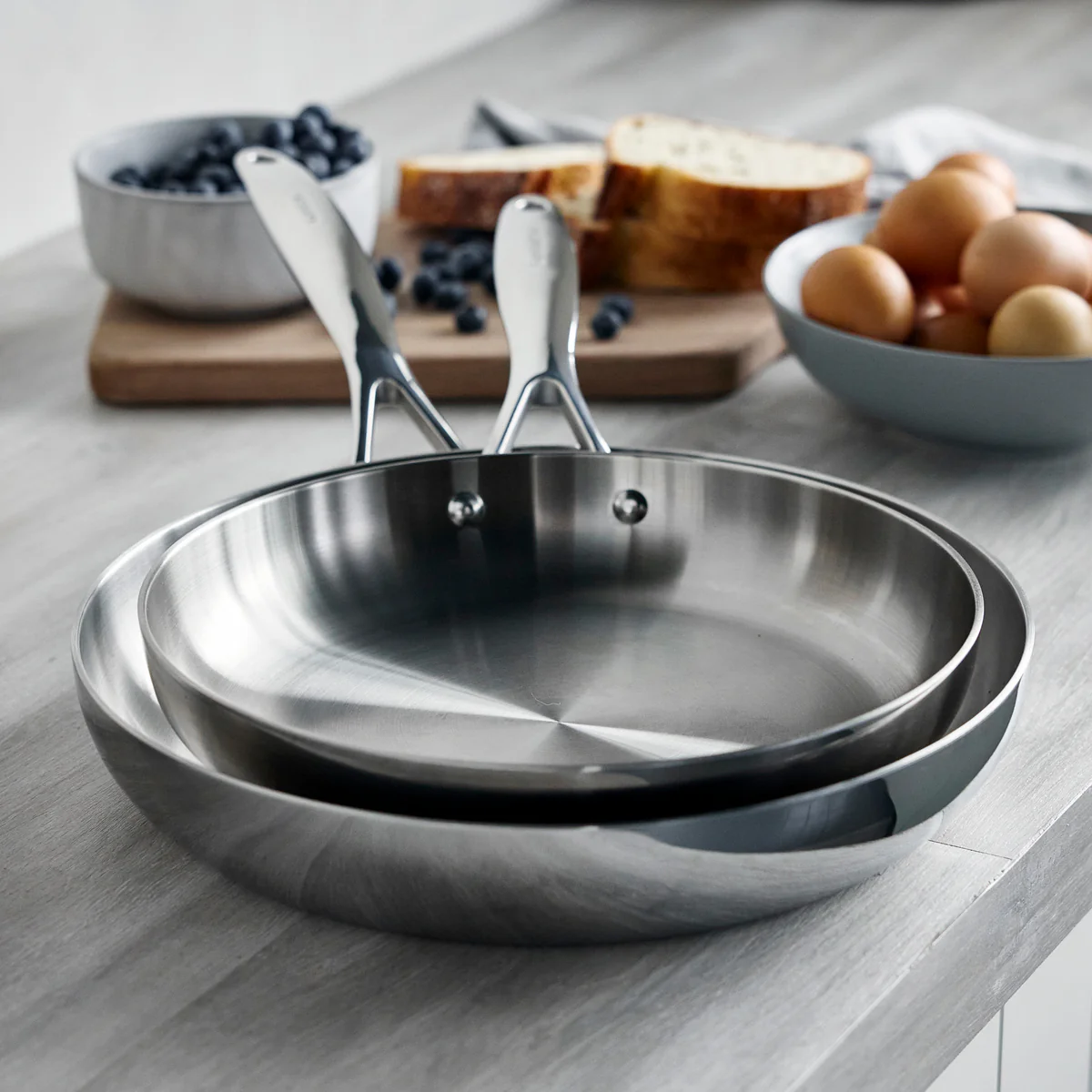 Valencia Pro Stainless Steel Uncoated 10 and 12 Frypan Set