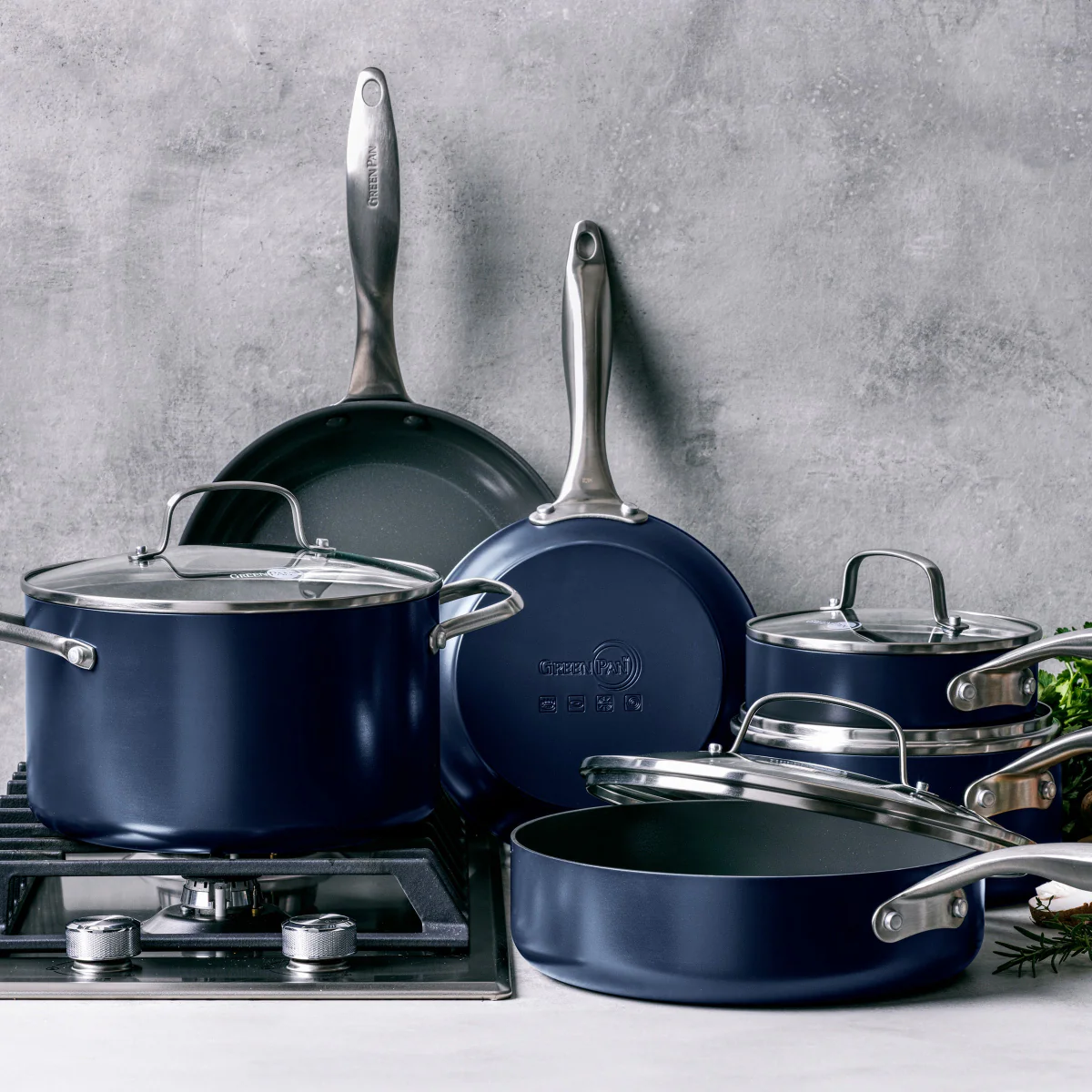 Canterbury Ceramic Nonstick 10-Piece Cookware Set | Oxford Blue
