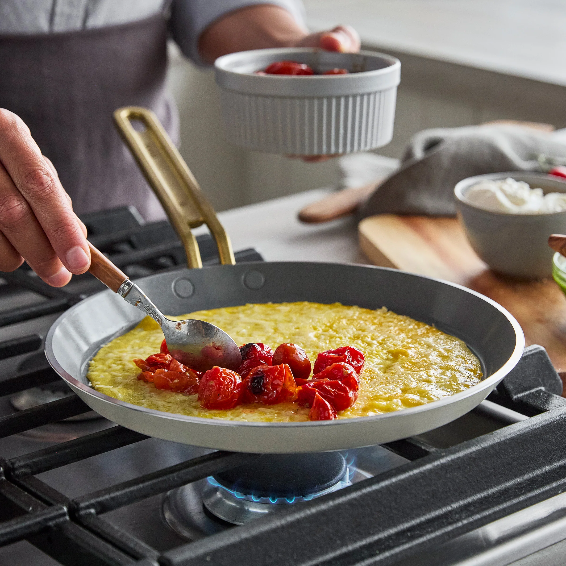 Stanley Tucci™ Ceramic Nonstick 10 Crepe and Omelette Pan | Carrara White
