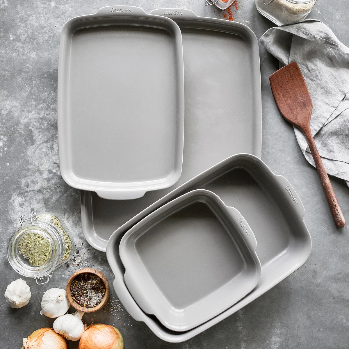 Premiere Ovenware Ceramic Nonstick 4-Piece Set | Gray