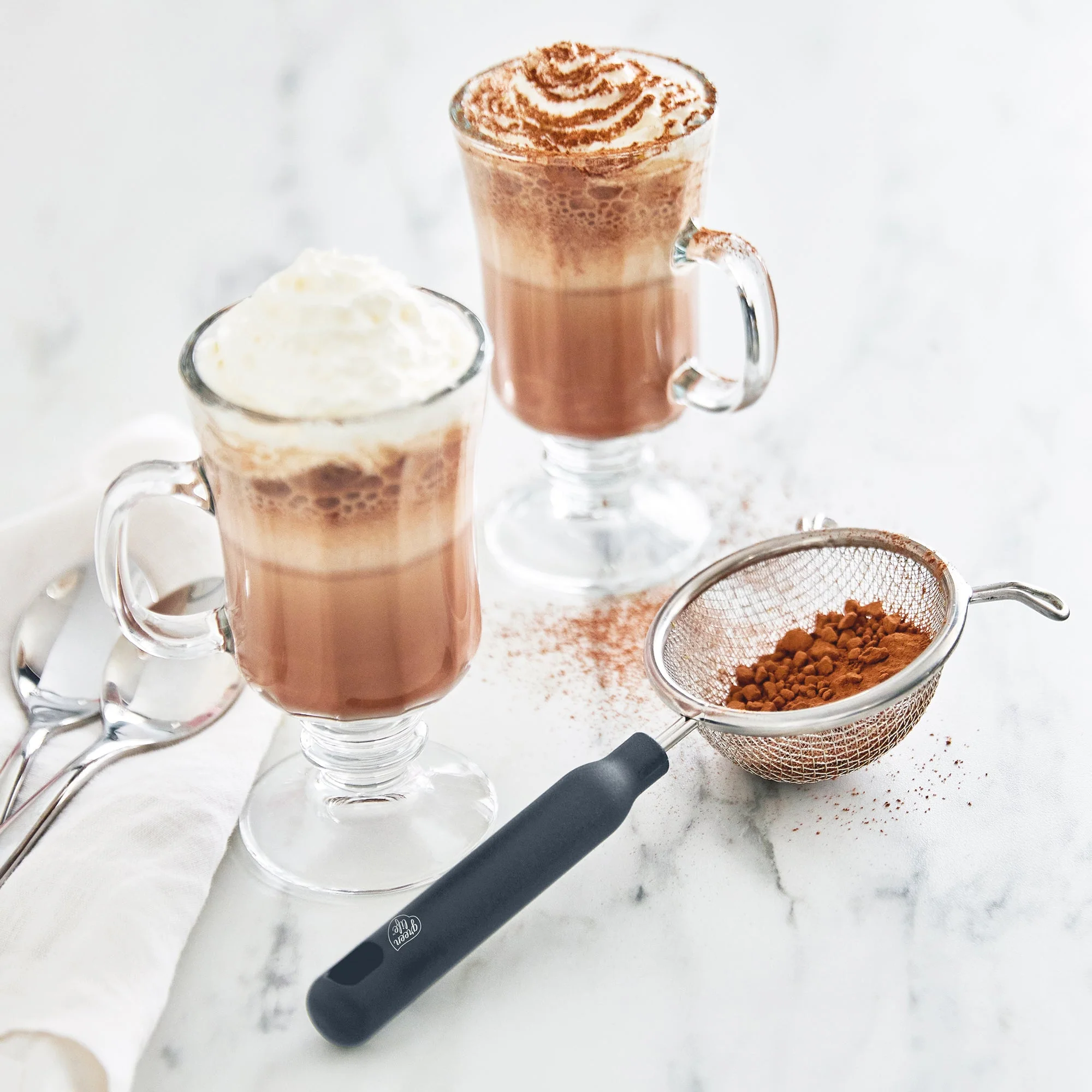 GreenLife Stainless Steel Mesh Strainers, Set of 4 | Gray