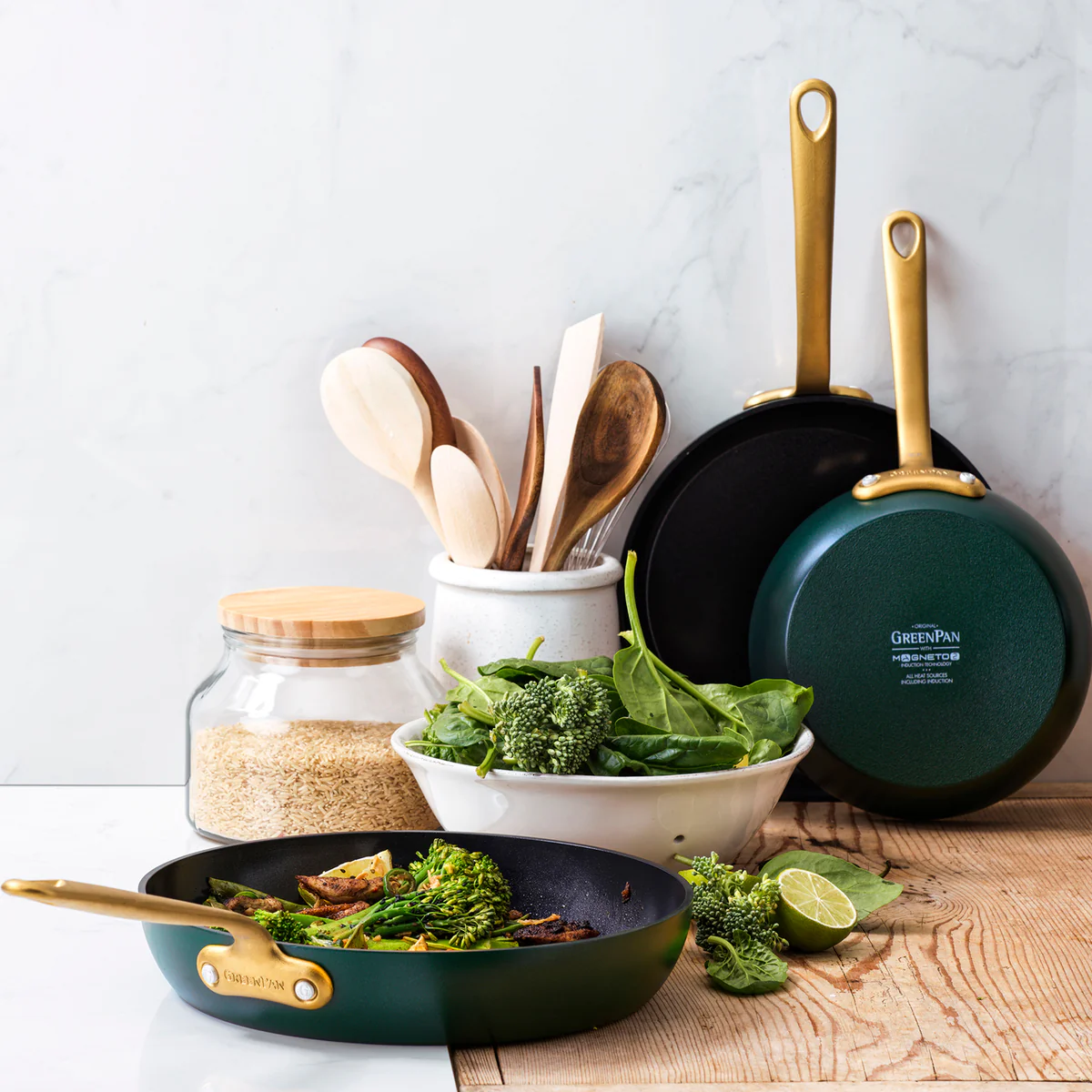 Craft Ceramic Nonstick 8, 9.5 and 11 Frypan Set | Forest Green