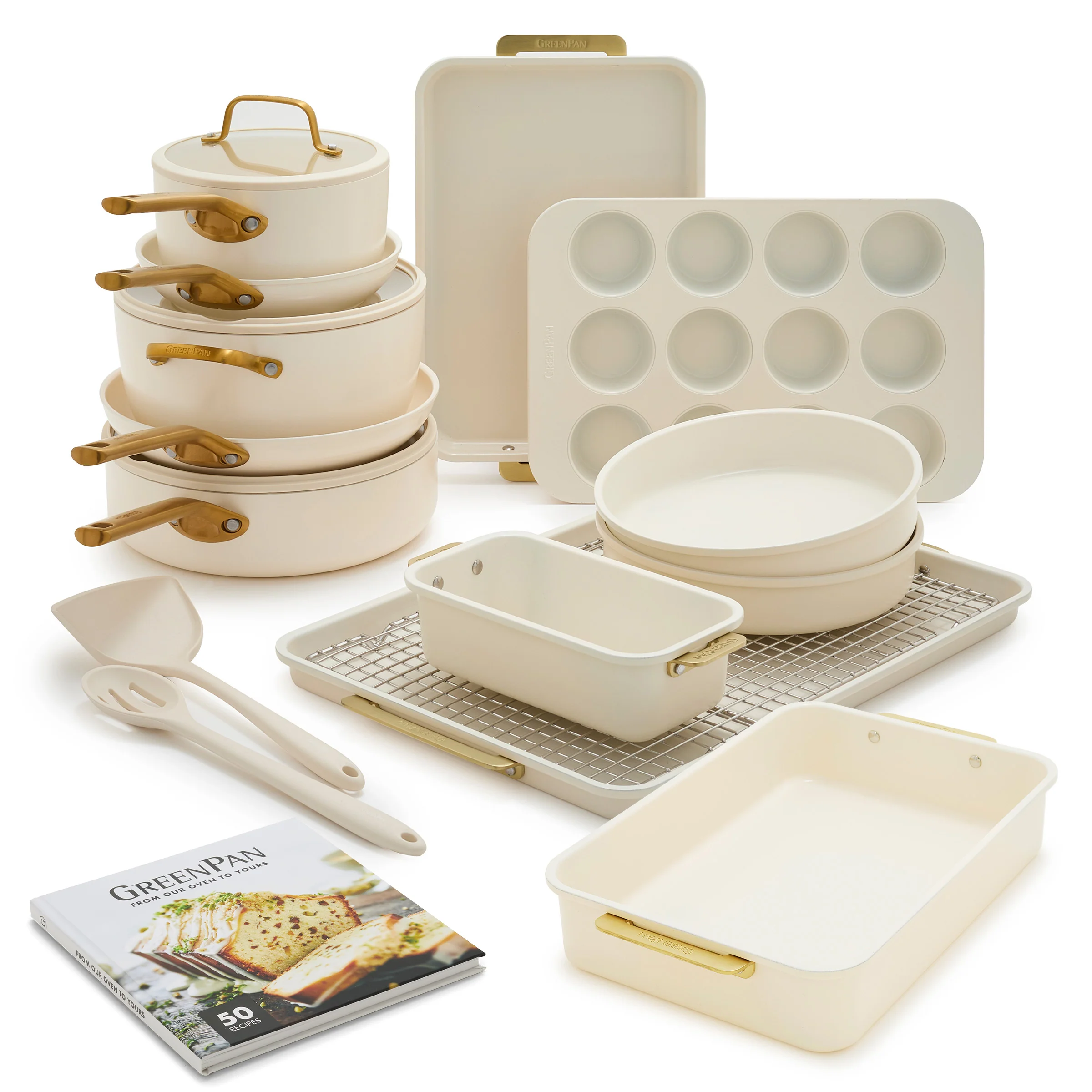 Reserve Pro 18-Piece Cookware & Bakeware Set | Cream