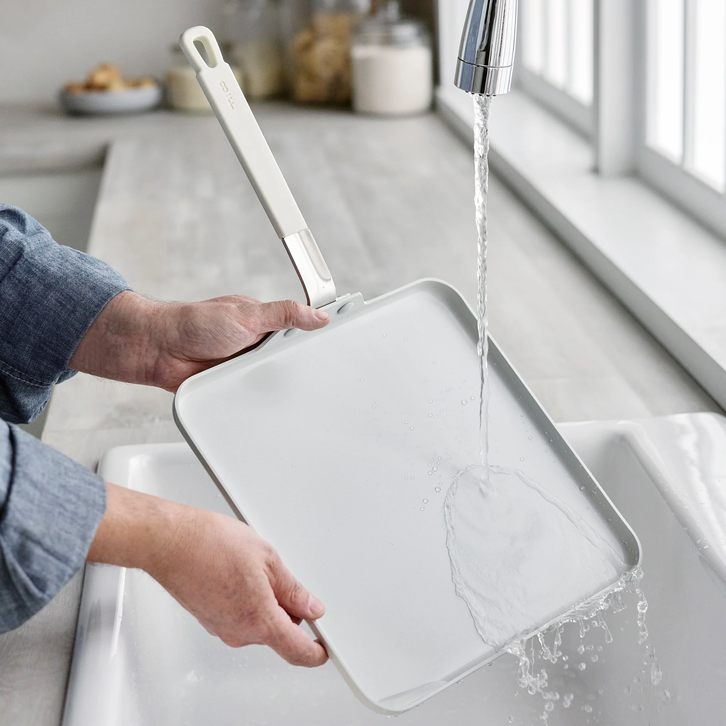 Bobby Flay by GreenPan Professional Ceramic Nonstick 11 Square Griddle | Cream