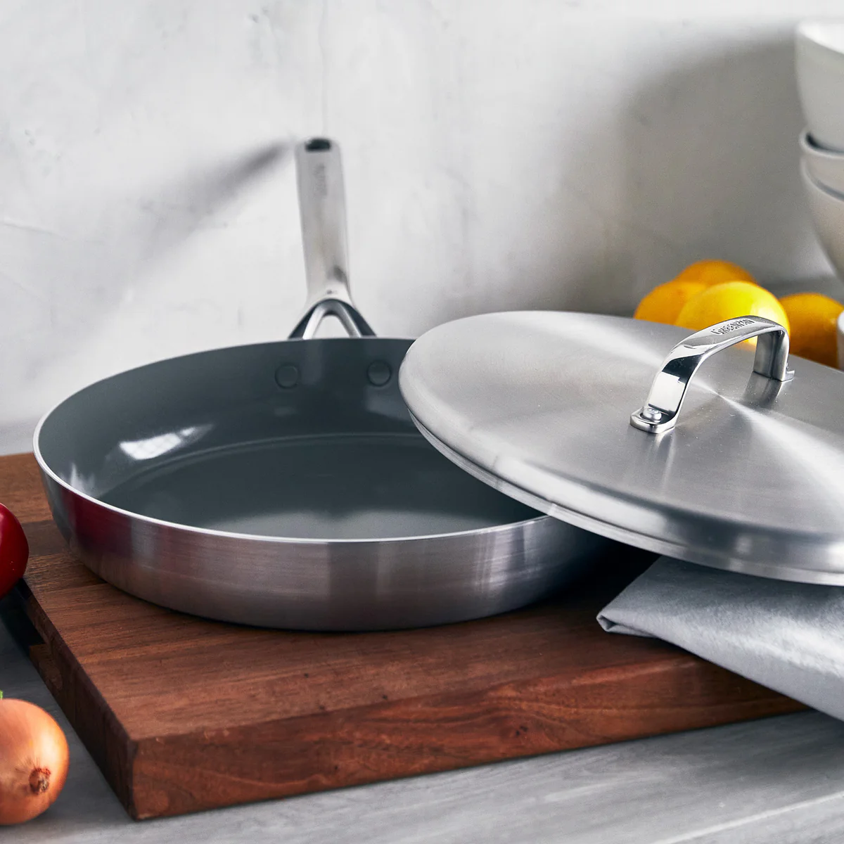 GP5 Stainless Steel 12 Frypan with Lid | Mirror Handles