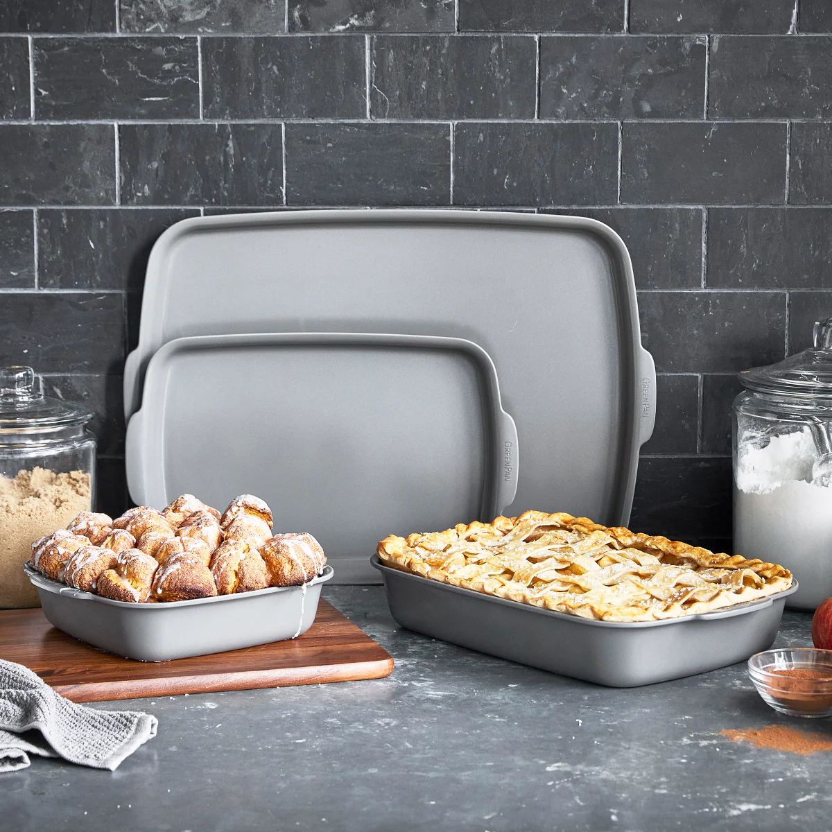 Premiere Ovenware Ceramic Nonstick 4-Piece Set | Gray