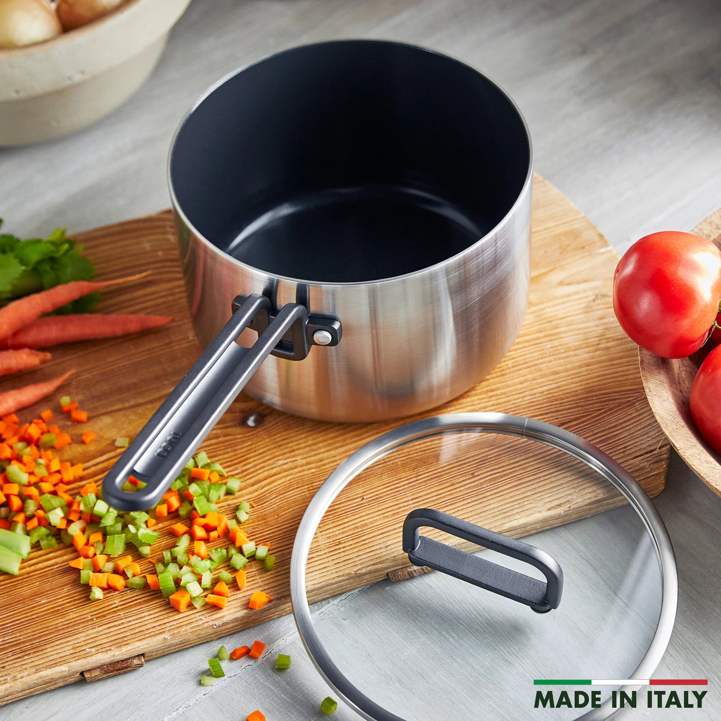 Stanley Tucci™ Stainless Steel Ceramic Nonstick 4-Quart Saucepan with Lid