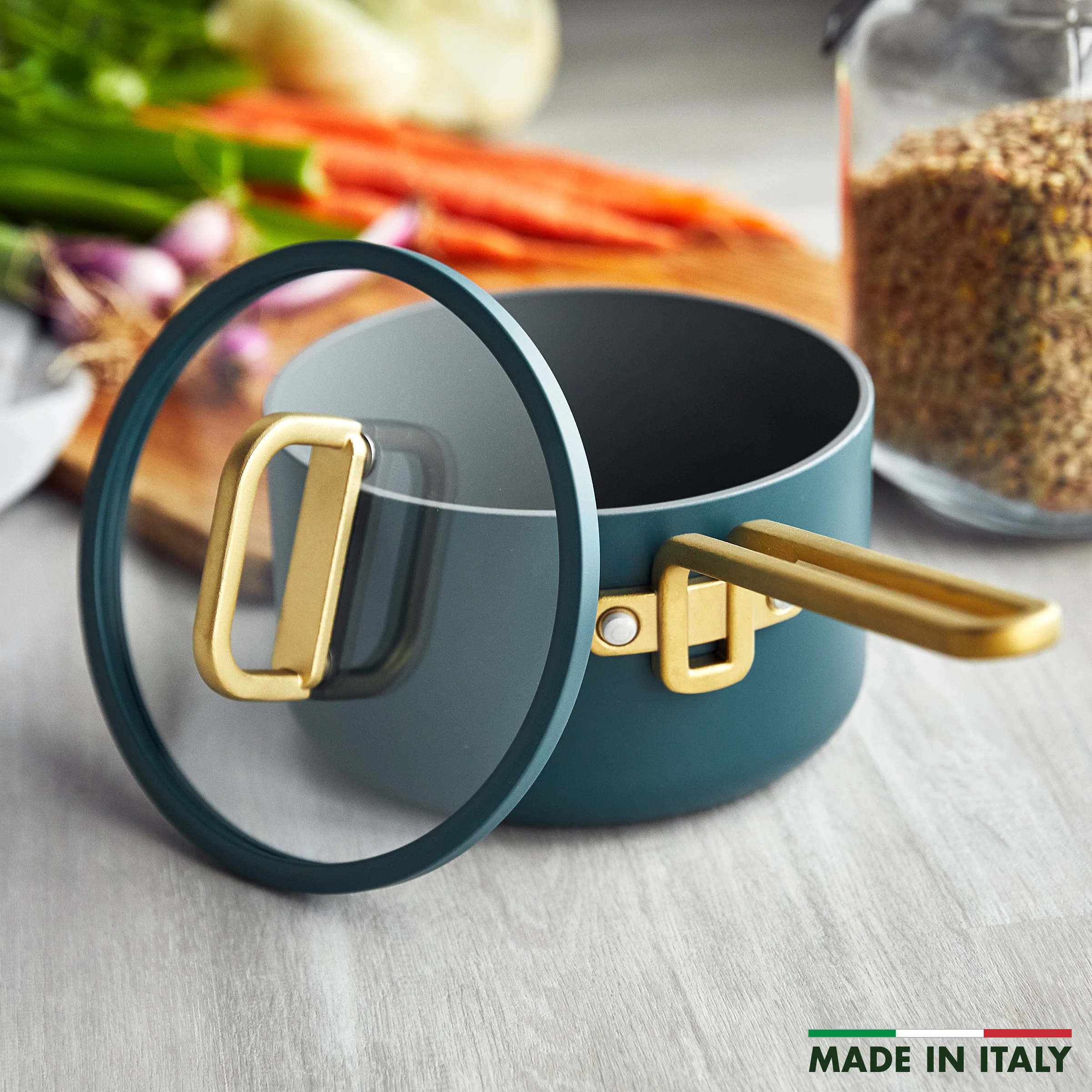 Stanley Tucci™ Ceramic Nonstick 2-Quart Saucepan with Lid | Venetian Teal