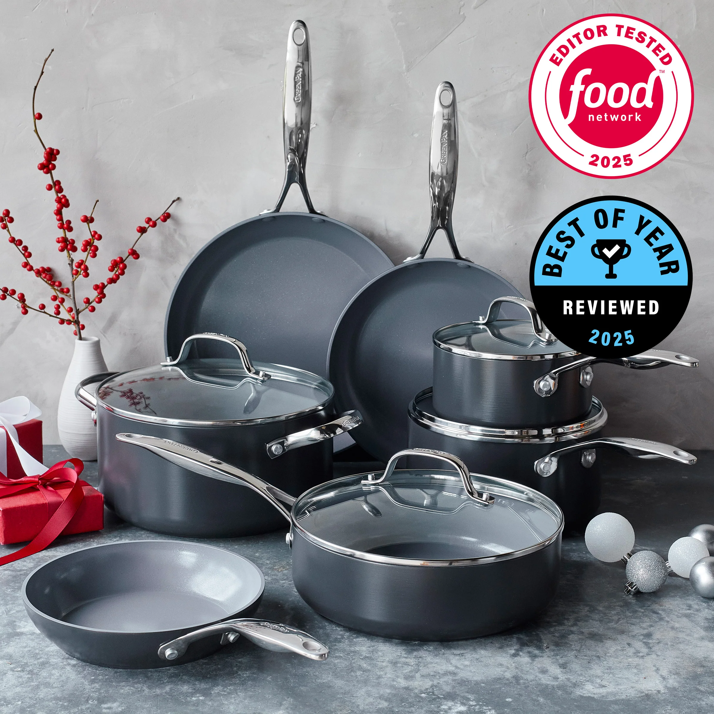 Valencia Pro Ceramic Nonstick 11-Piece Cookware Set | Gray