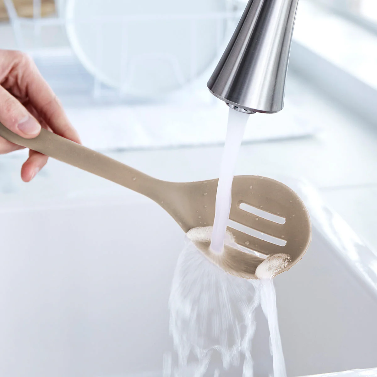 Platinum Silicone Slotted Spoon | Taupe